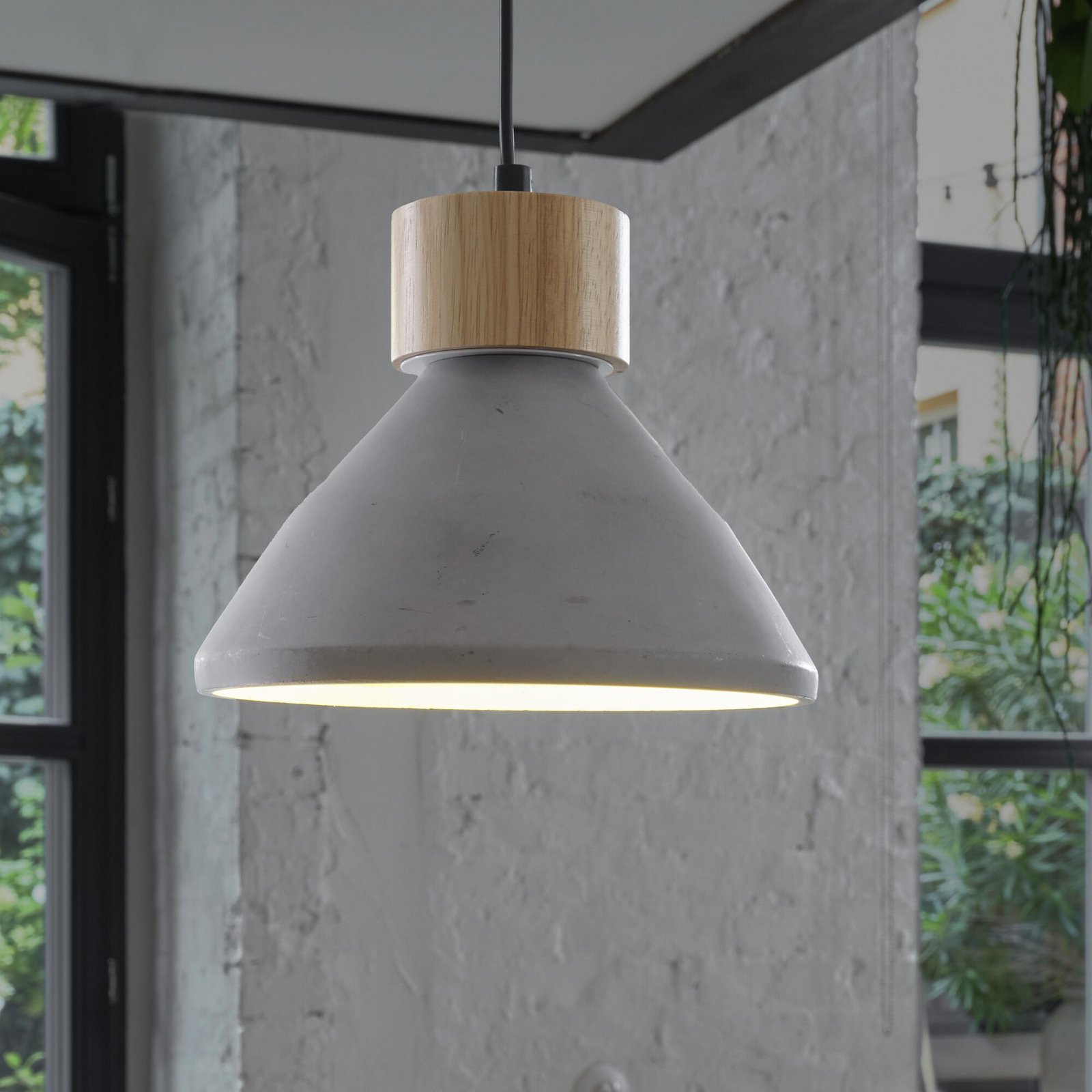 OSRAM Hängelampe CONCRETE WOOD, grau, Ø 22 cm, Beton, E27