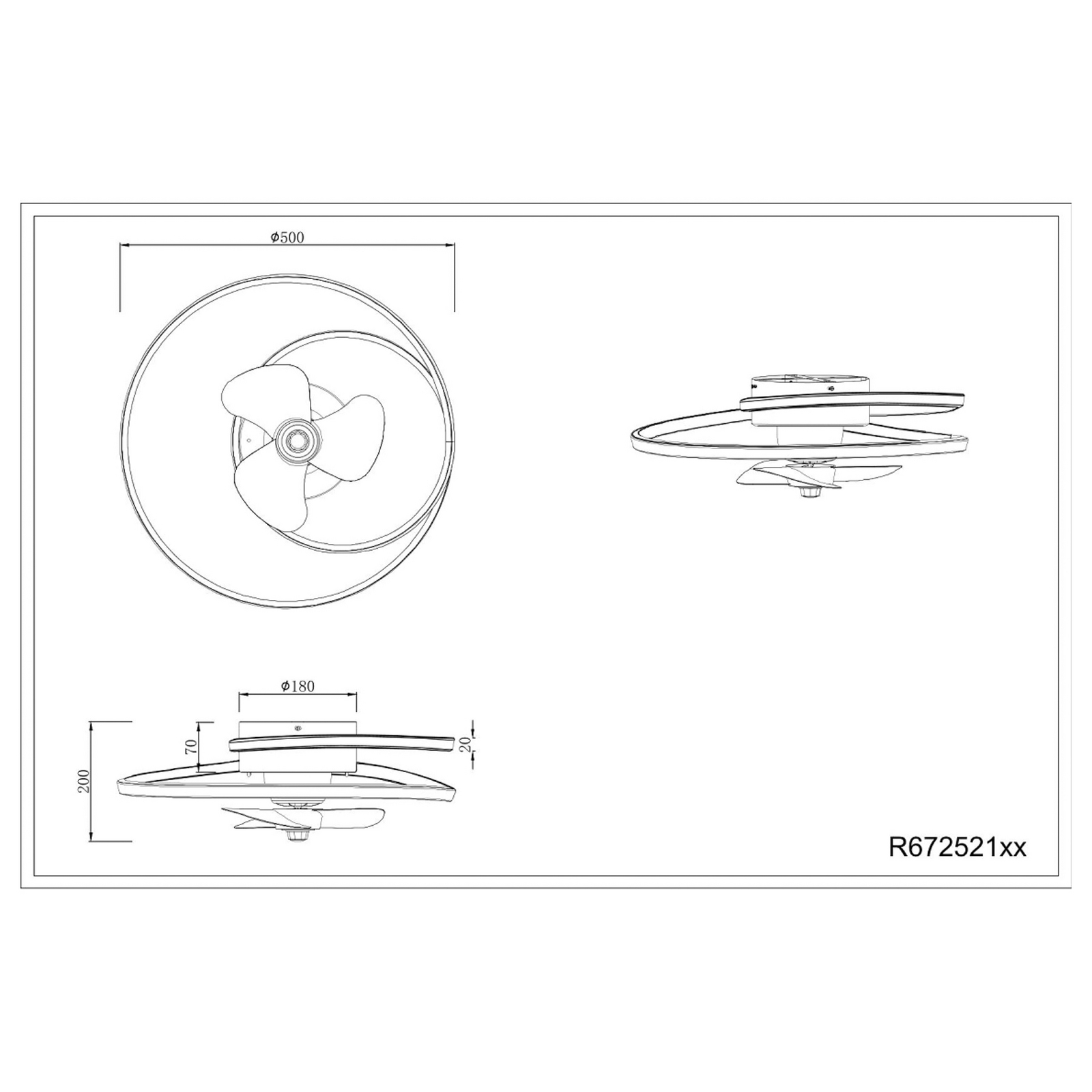 LED-tuuletin Umea, valkoinen, DC, hiljainen, Ø 50 cm, CCT, kaukosäädin