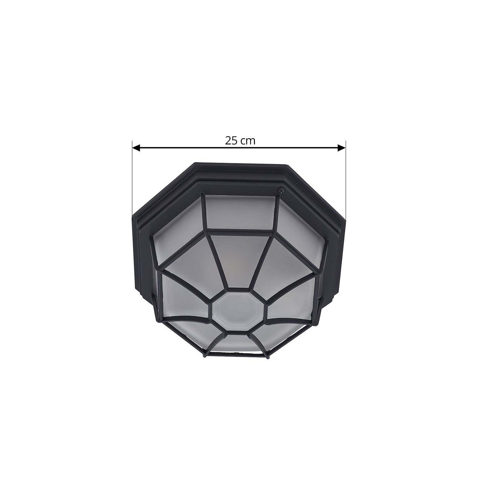 Zewnętrzna lampa sufitowa Lindby Idril, antracyt, metal, Ø 26,5 cm