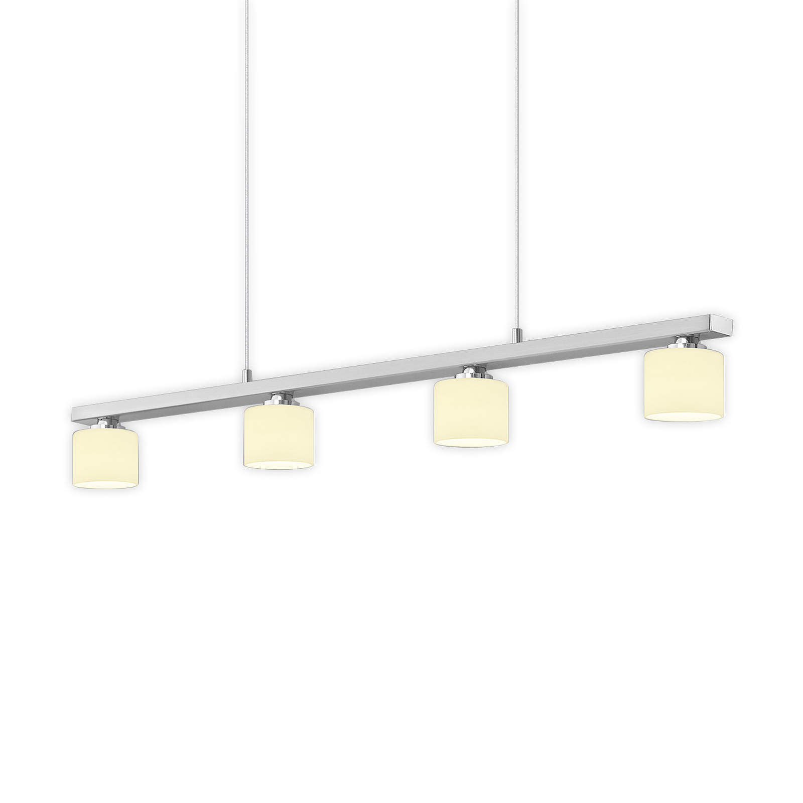 Hängeleuchte Mila, nickel/Opalglas, vierflammig