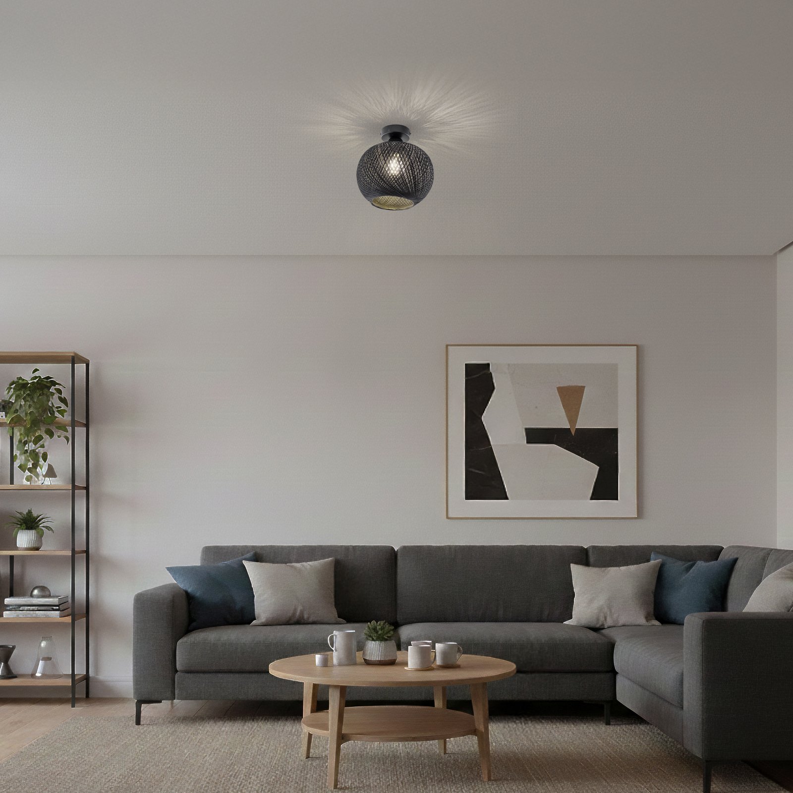 Plafonieră Yumak, negru, Ø 26 cm, cablu, 1 bec Plafonieră Yumak, negru, Ø 26 cm, cablu, 1 bec