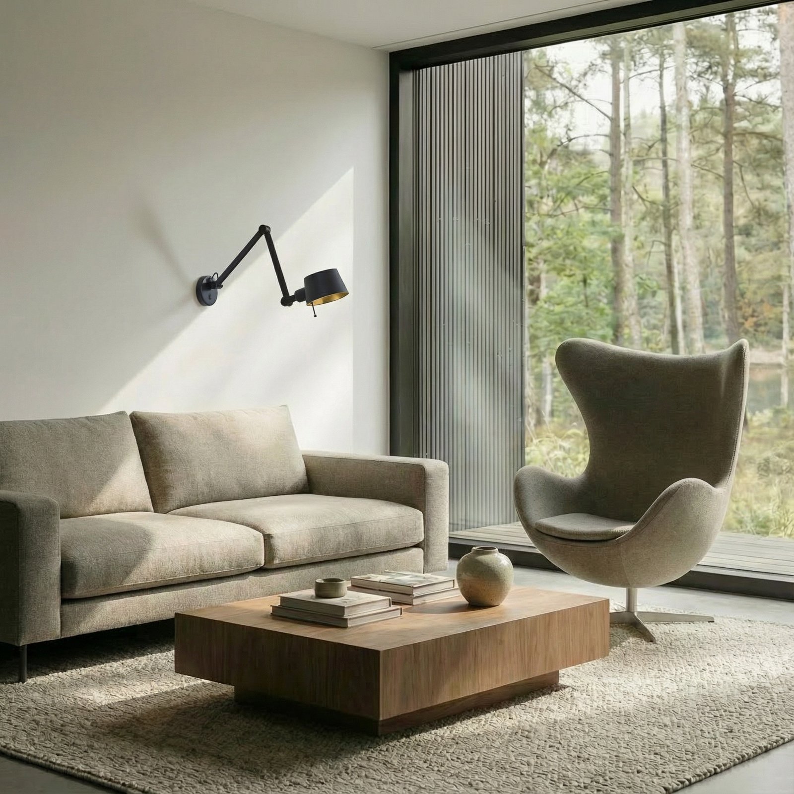 Lucande fali lámpa Silka, fekete, fém, 9,5 cm magas