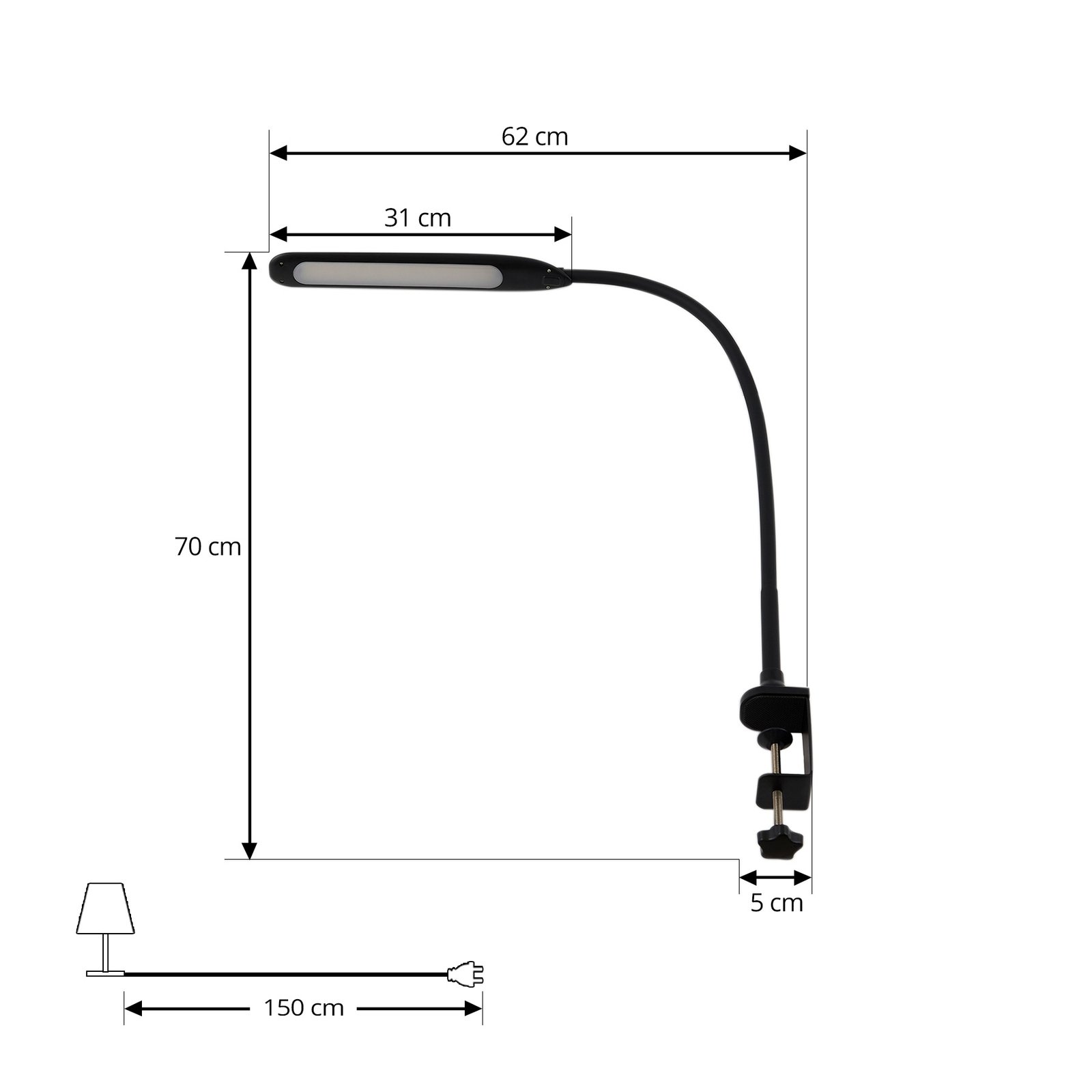 Lindby LED svítidlo Nilay, výška 70 cm, CCT, domácí kancelář