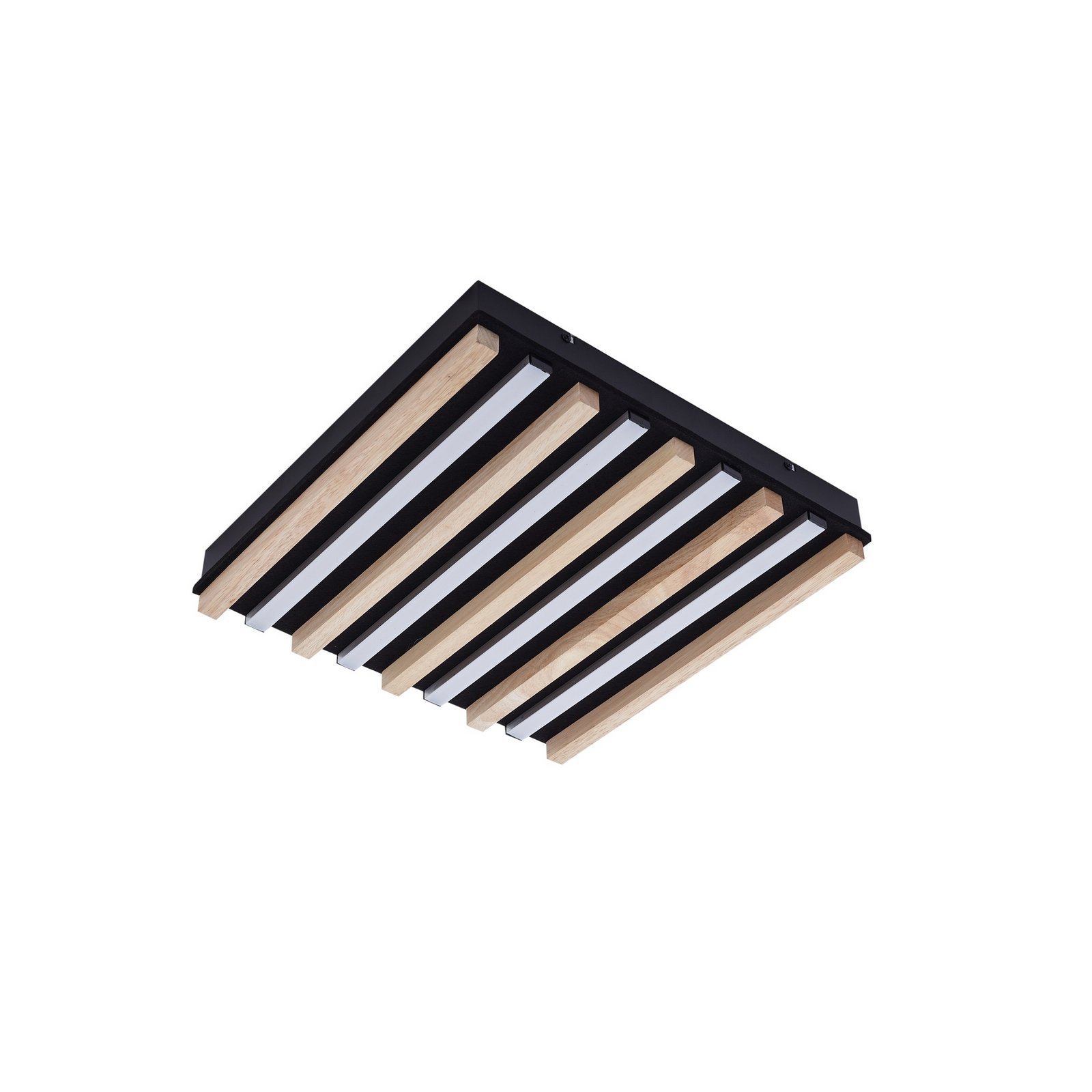Lindby LED-Deckenleuchte Firka, weiß, Holz, 42cm, CCT, dim.