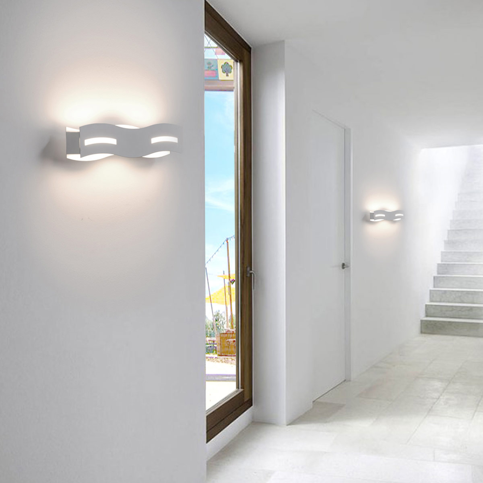 Wave LED wall light white