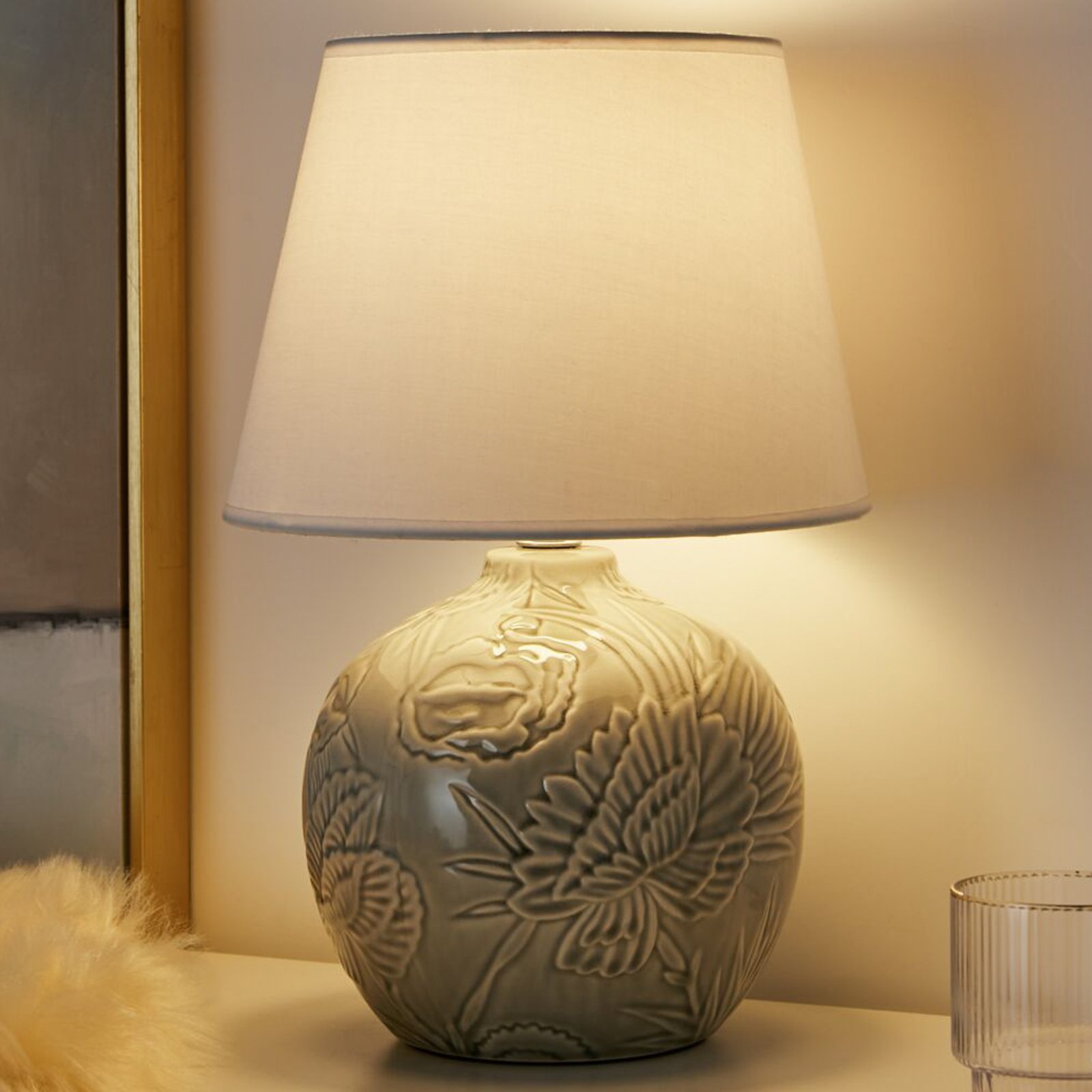 Pauleen Tender Love stolná lampa, keramika a látka