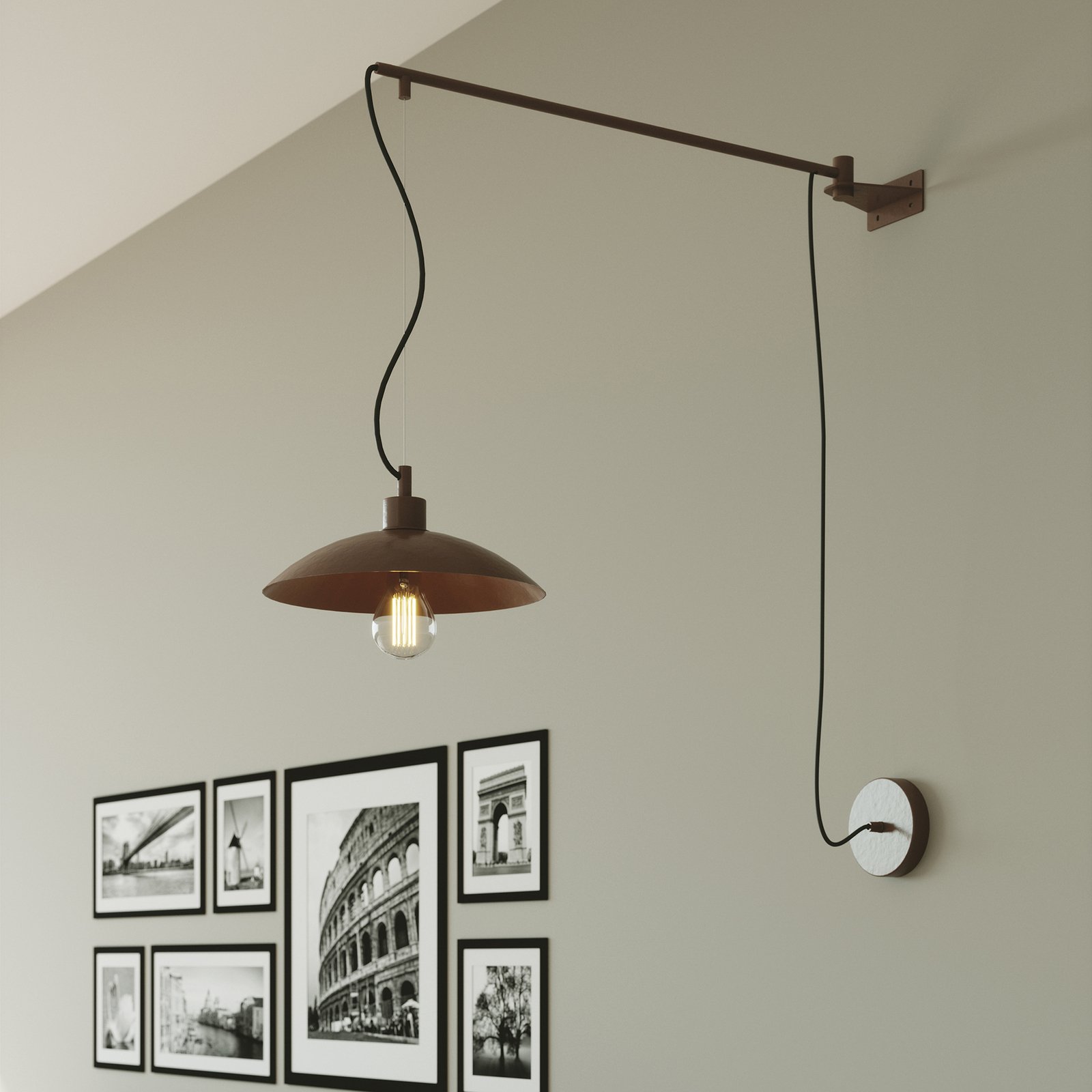 Eldorado wall light with a cantilever arm, black