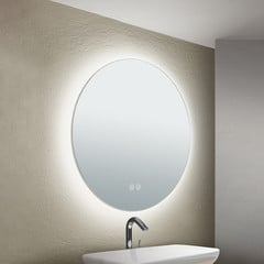 Espejo LED Focus, Ø 45 cm, CCT, antivaho, regulador táctil