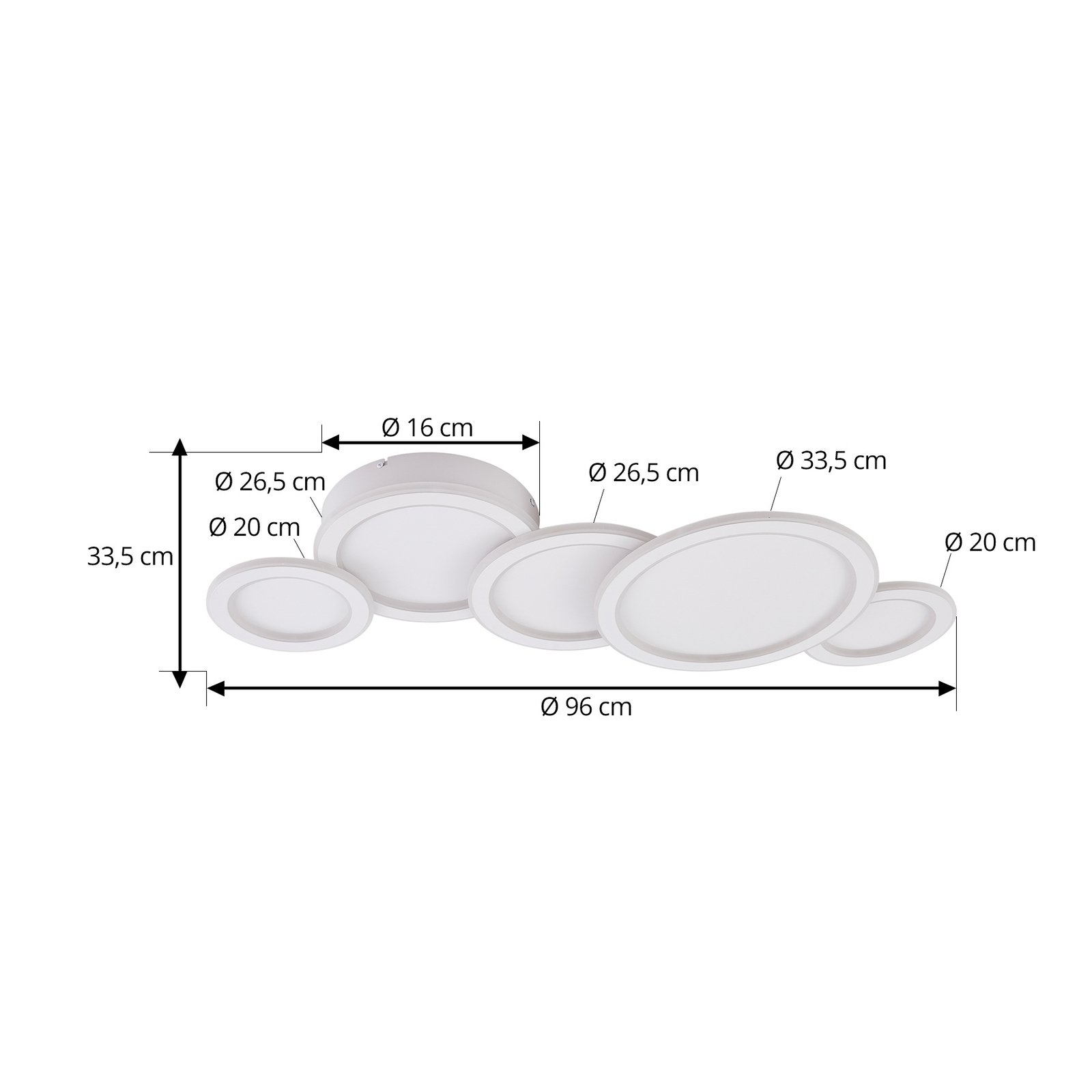 Lucande Plafonnier LED Diala, blanc, métal, 96 cm