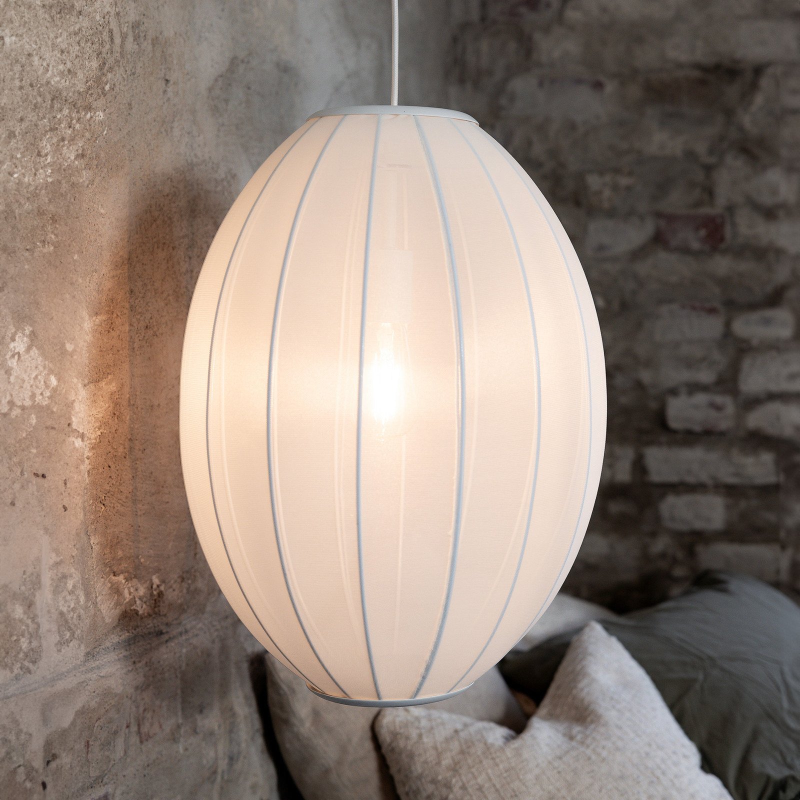 Markslöjd Lampă suspendată Florence alb Ø 40 cm nailon - Camera de zi / sufragerie - Scandinavă - Țesătură / Textil