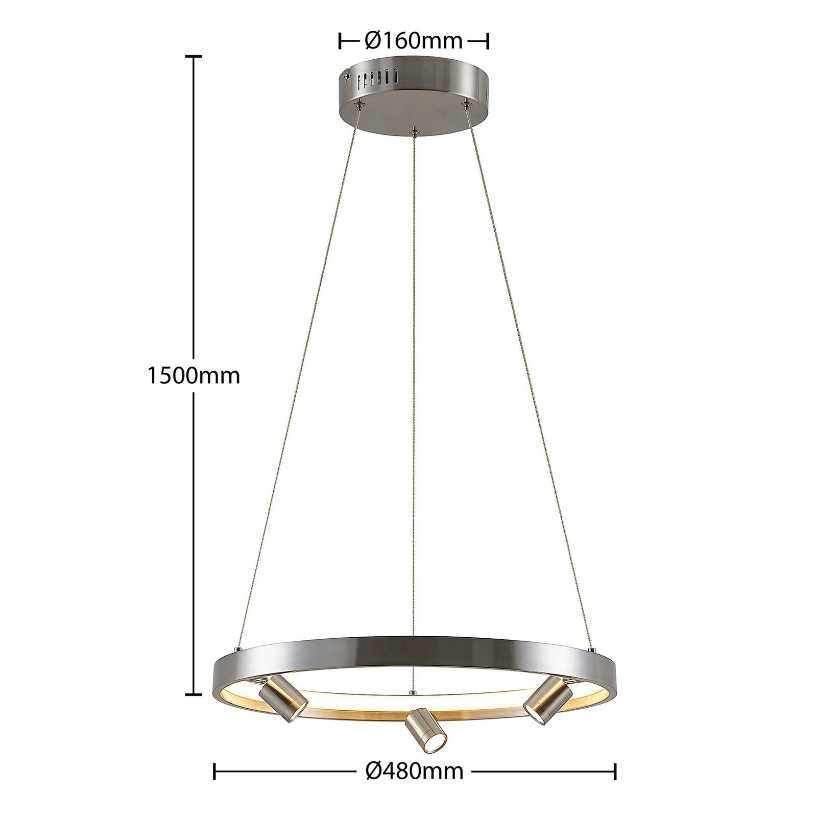 Lucande Paliva lampa wisząca LED, 48 cm, nikiel