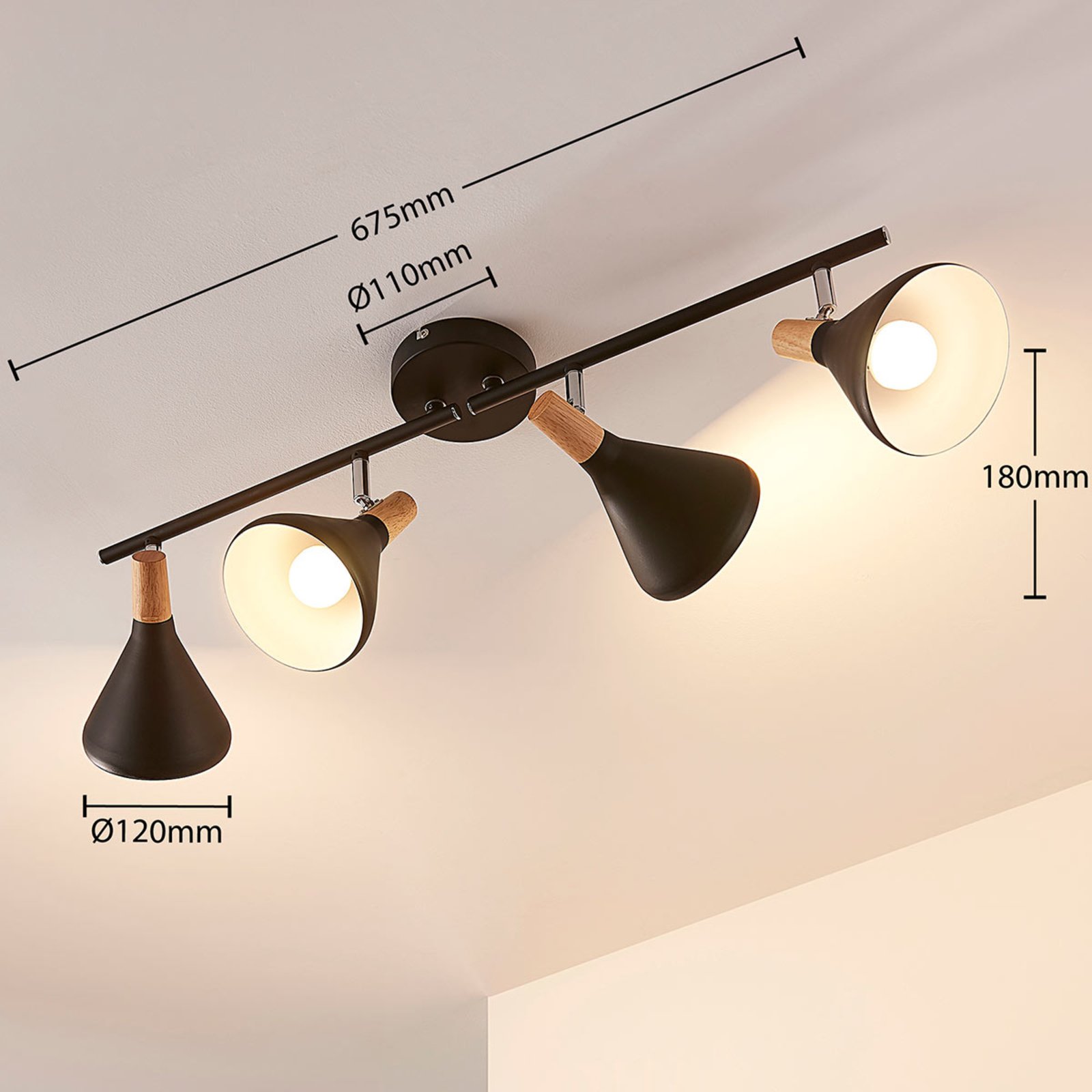 Arina 4 Plafond Black - Lindby