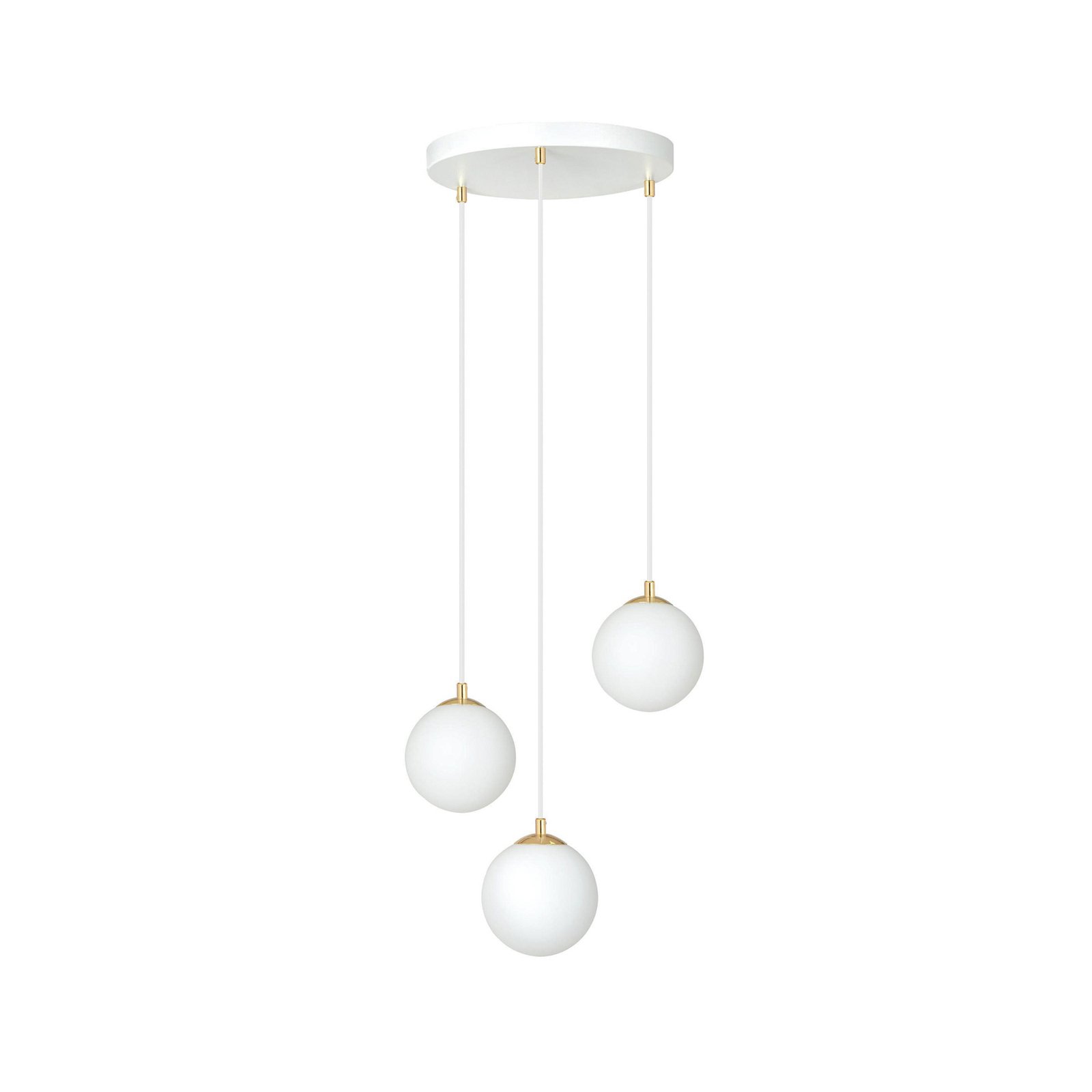 Suspension Royal, 3 lampes, blanc opalin/blanc, verre, E14