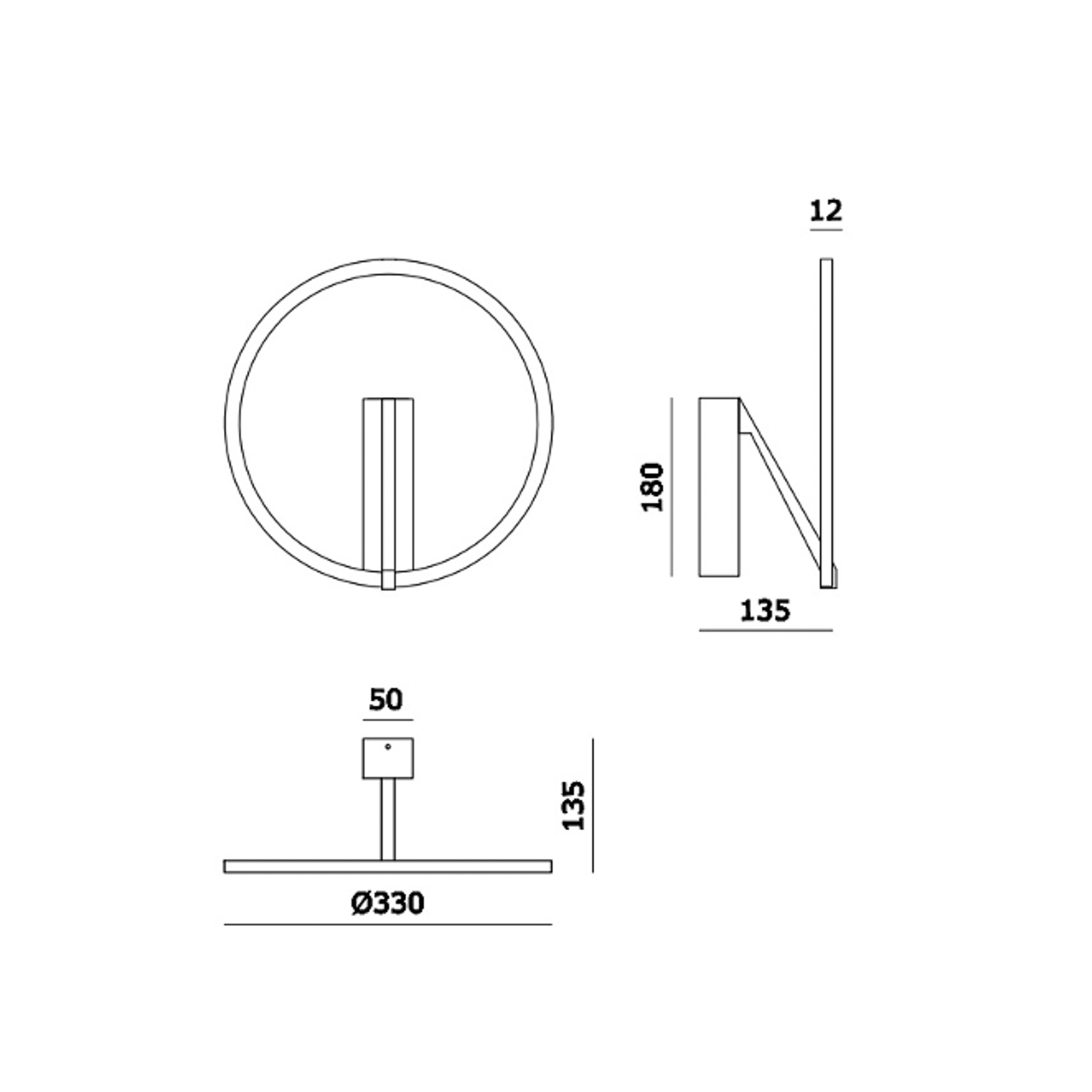 Molto Luce Aplique de pared LED Melli SD, negro, aluminio, Ø 33 cm