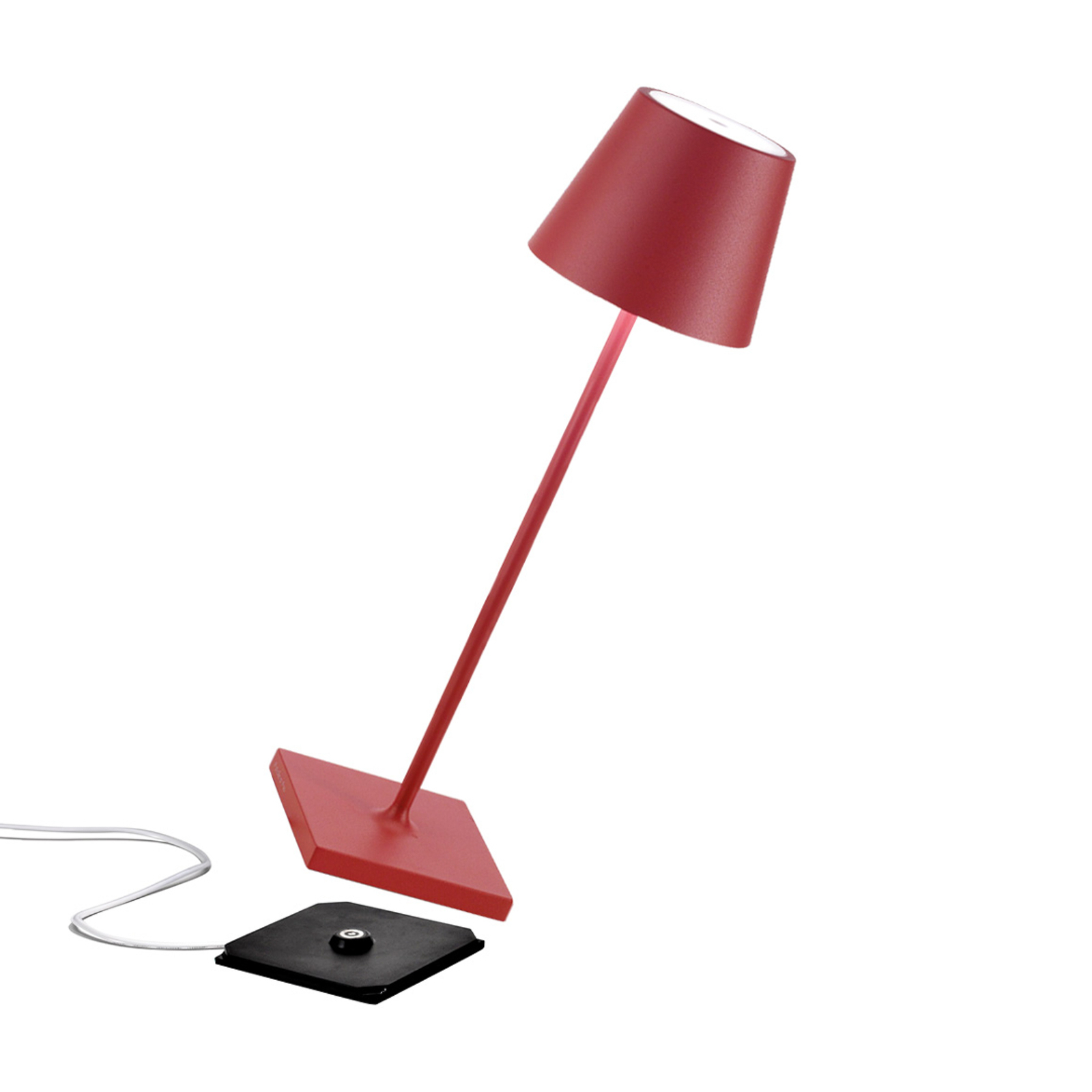 Zafferano Poldina -akku-pöytälamppu IP65 punainen