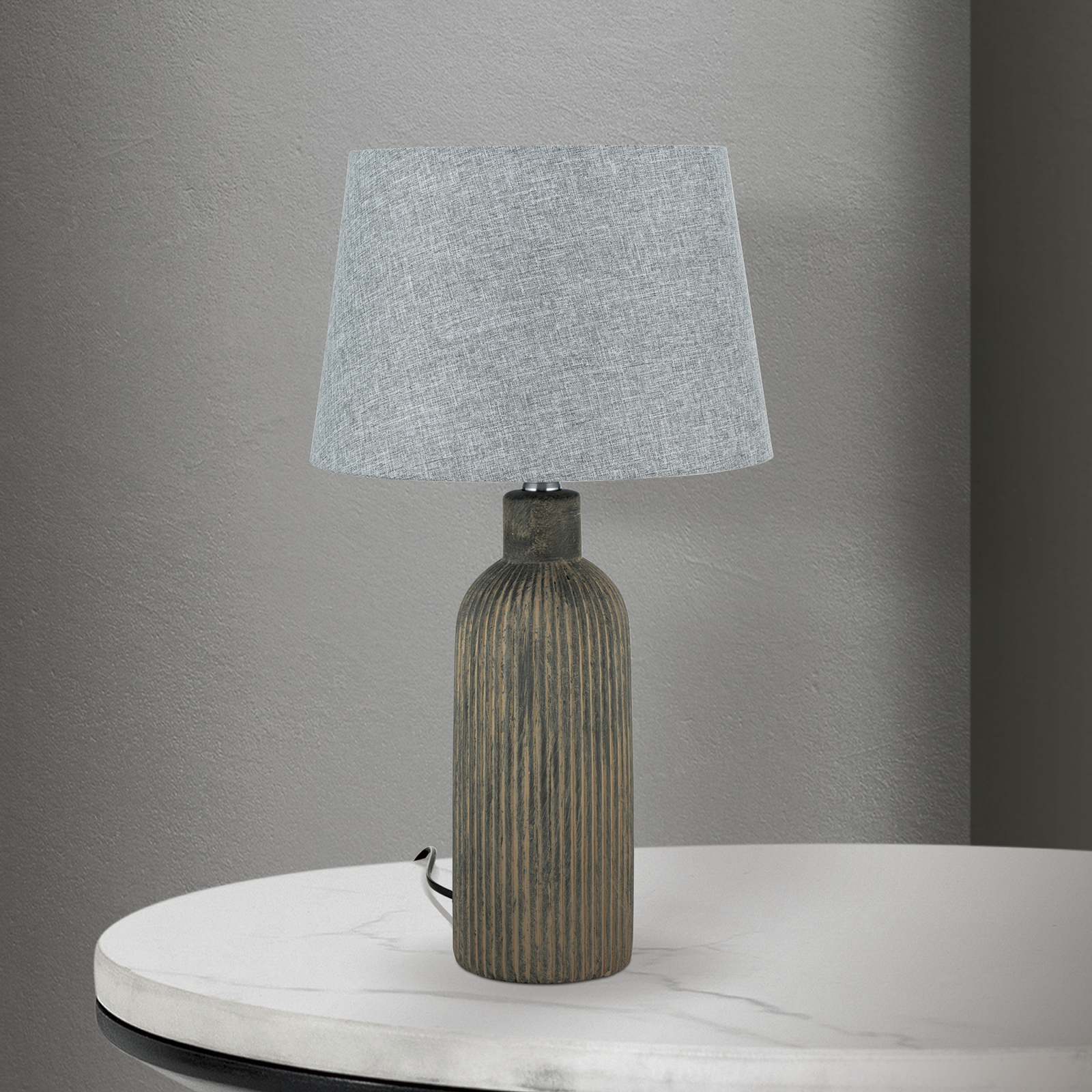 Lampe de table Orchid, brun/gris, hauteur 53,5 cm, céramique/lin