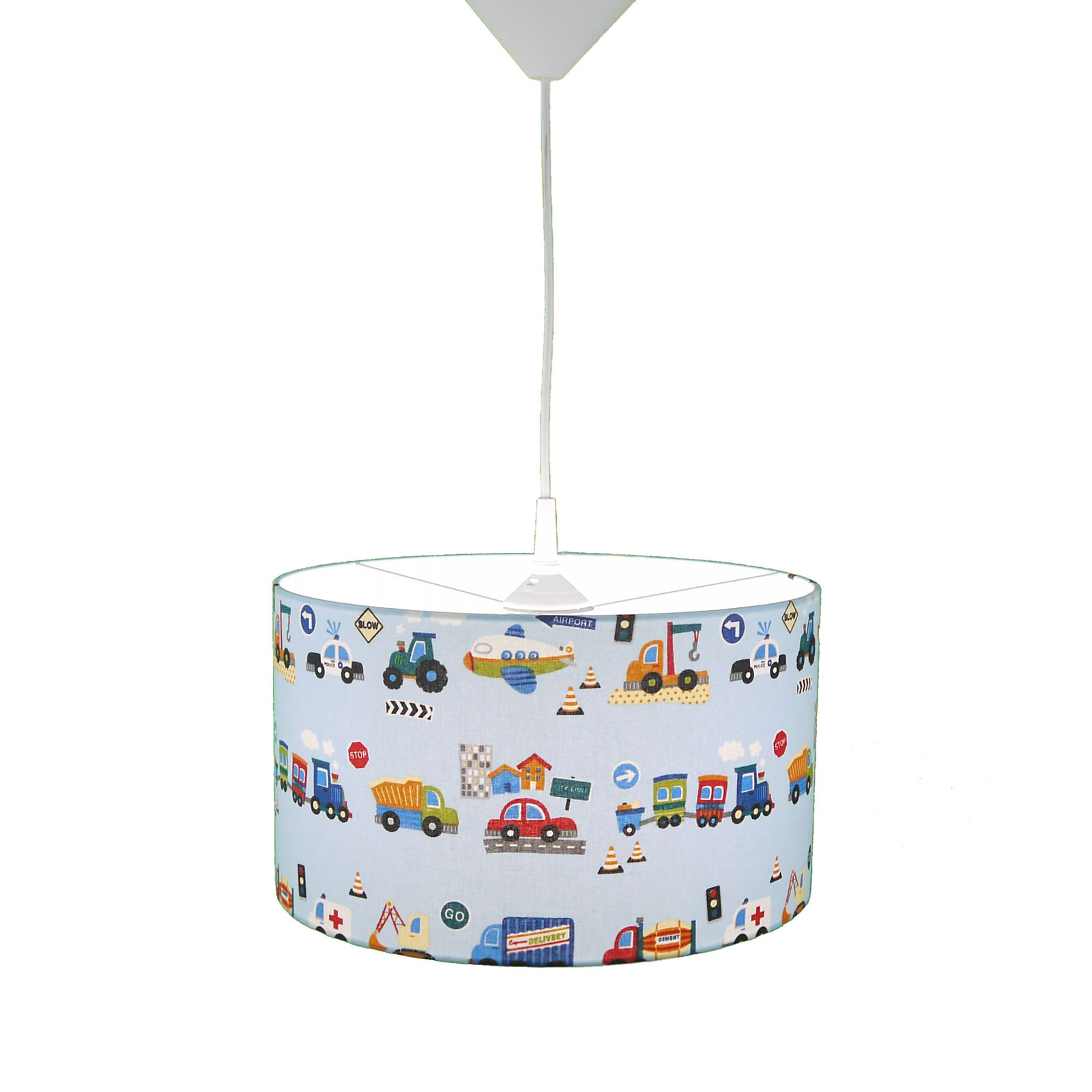 Niermann Standby Vehicles pendant lamp blue, for Children's Room, fabric, metal, E27, 60 W, energy efficiency: A++, H: 19 cm