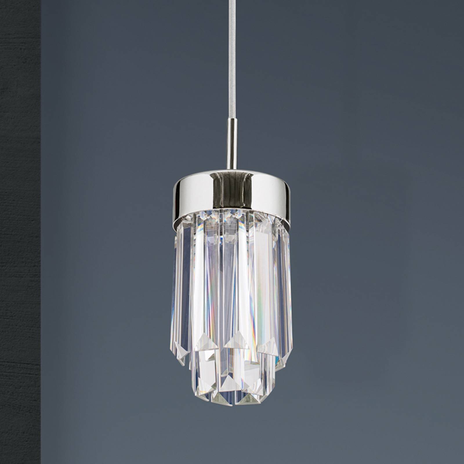 Lampa wisząca Prism, szkło kryształ, Ø10cm, chrom