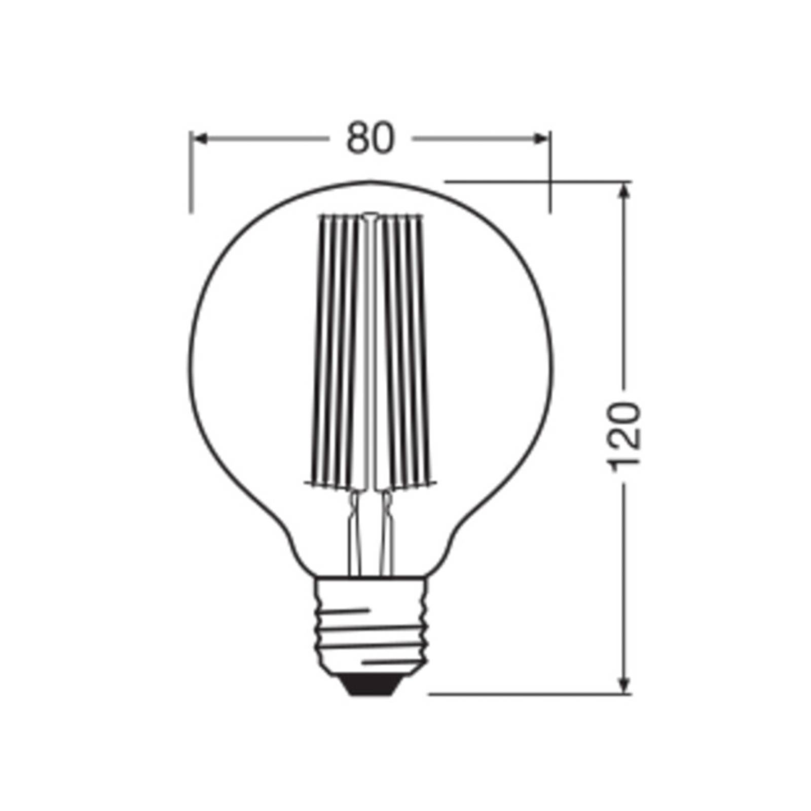 OSRAM LED Vintage 1906, G80, E27, 5,8 W, or, 2.200 K, intensité variable.