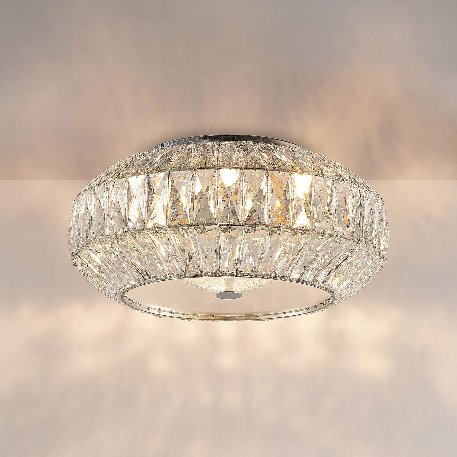Lucande Onivira kristály mennyezeti lámpa, kerek