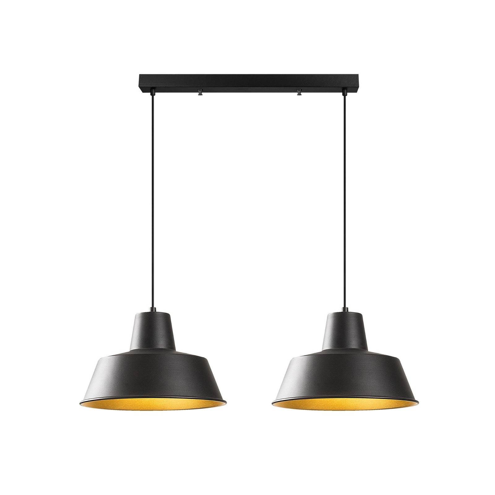 Hängeleuchte Saglam 3738, schwarz/gold, Metall, zweiflammig