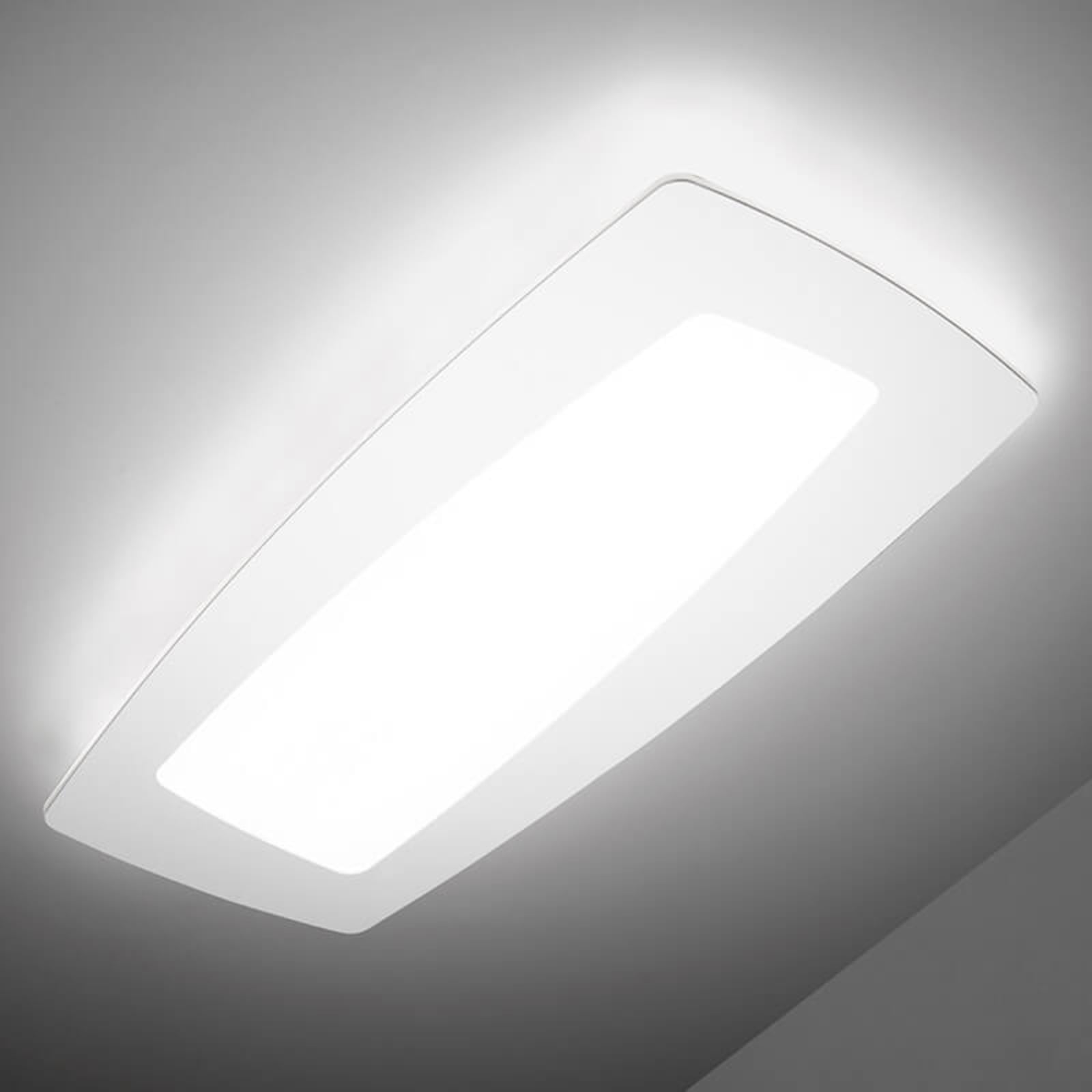 Sforzin White LED ceiling lamp Debra Rettangolo 65 cm, for Living / Dining Room, metal, glass, 20 W, energy efficiency: A+, L: 65 cm, W: 28 cm, H: 6 cm