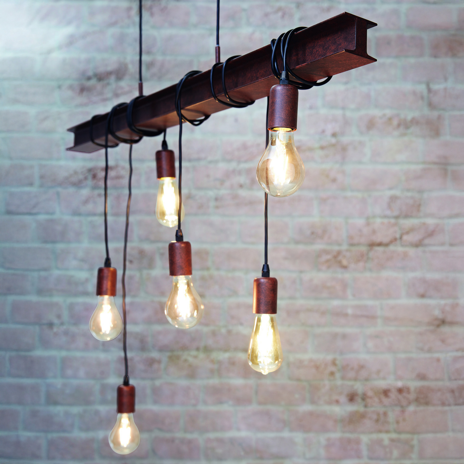 Hängelampe Townshend 4 in Dunkelbraun