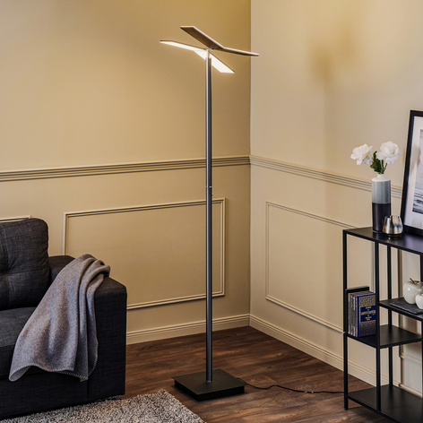 Lucande Kamari LED-Stehlampe anthrazit o. Lesearm
