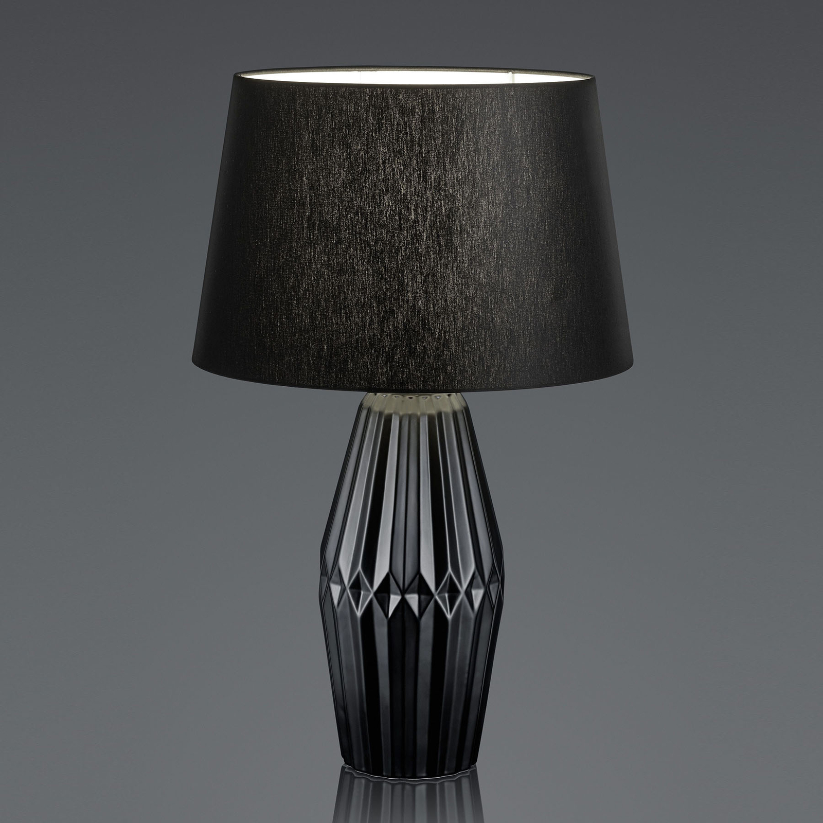B-Leuchten Kera table lamp, fabric lampshade 58 cm, for Living / Dining Room, fabric, E27, 60 W, energy efficiency: A++, H: 58 cm