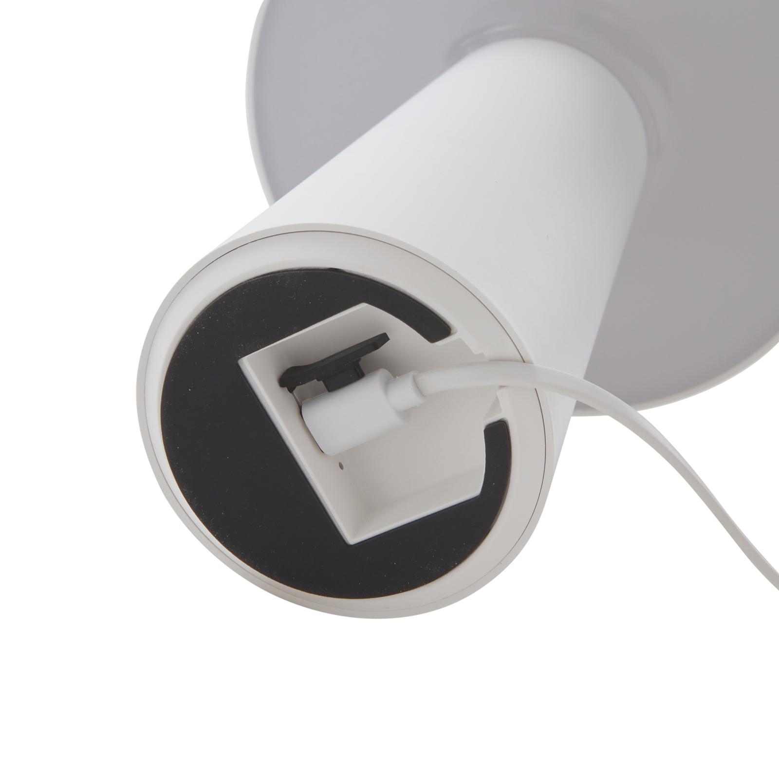 Lindby Zyre LED-uppladdningsbar bordslampa, vit, IP44, touchdimmer