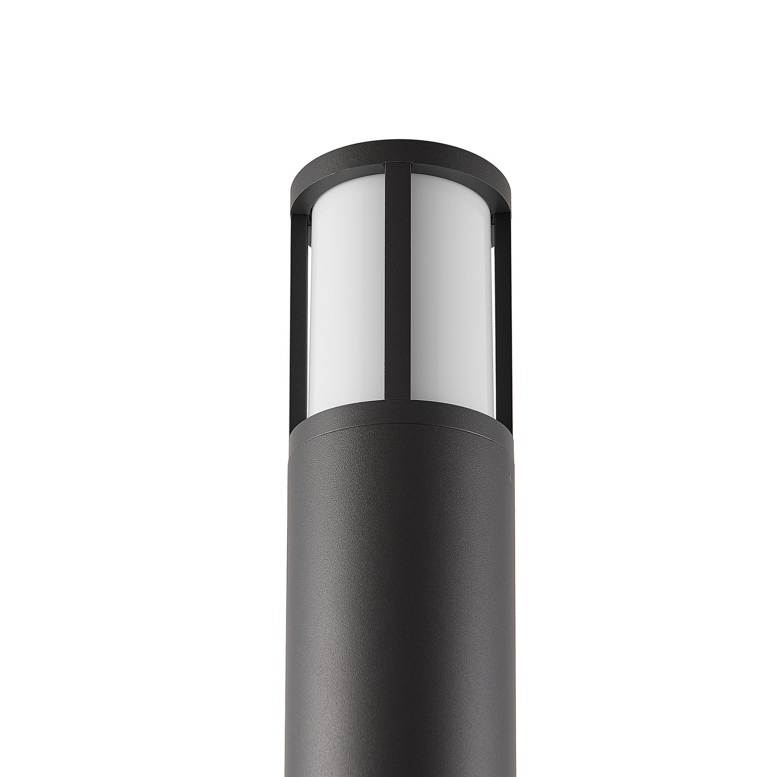 Borne lumineuse Facado II, hauteur 65 cm, ronde, gris foncé/opale