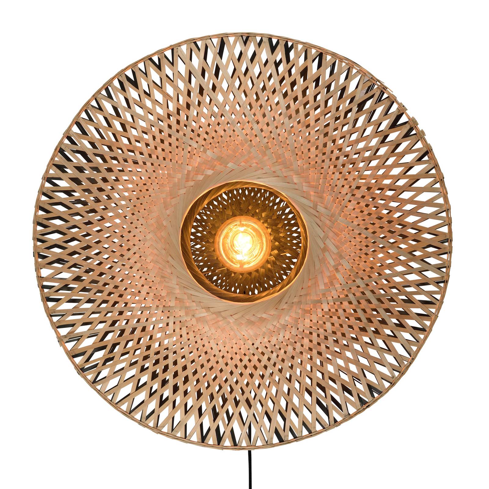 Good & Mojo Kalimantan -seinälamppu, pyöreä, Ø87cm - design seinävalaisin - lamppu Olohuoneen/ruokailutila luonnollinen, musta