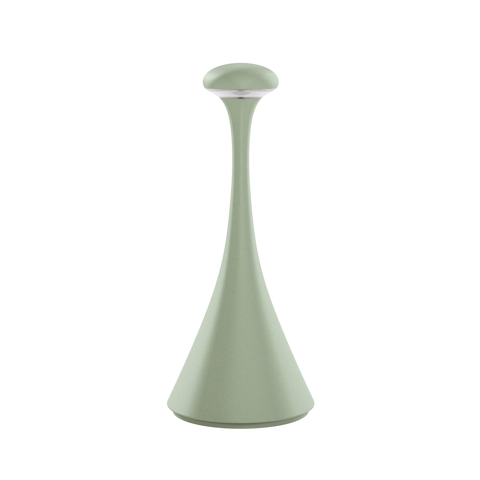 SIGOR Nudrop mini - Dimmbare kleine LED Akku-Tischlampe Indoor & Outdoor, Höhe 21 cm, aufladbar mit easy-connect puk, 7 h Leuchtdauer, salbeigrün