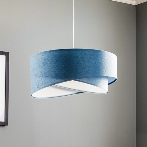 Lampada a sospensione Vivien, celeste/bianco