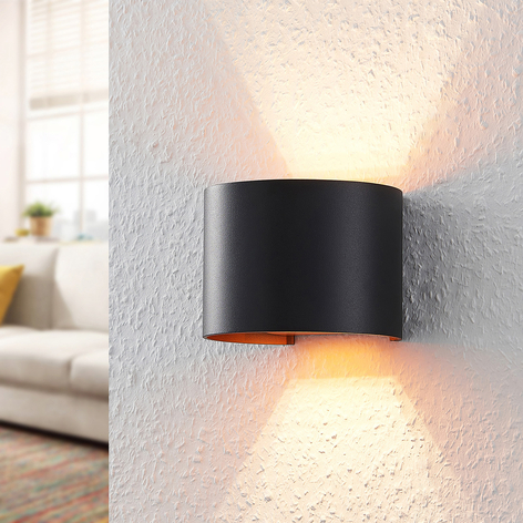ELC Jördis Wandlampe, G9, rund, schwarz