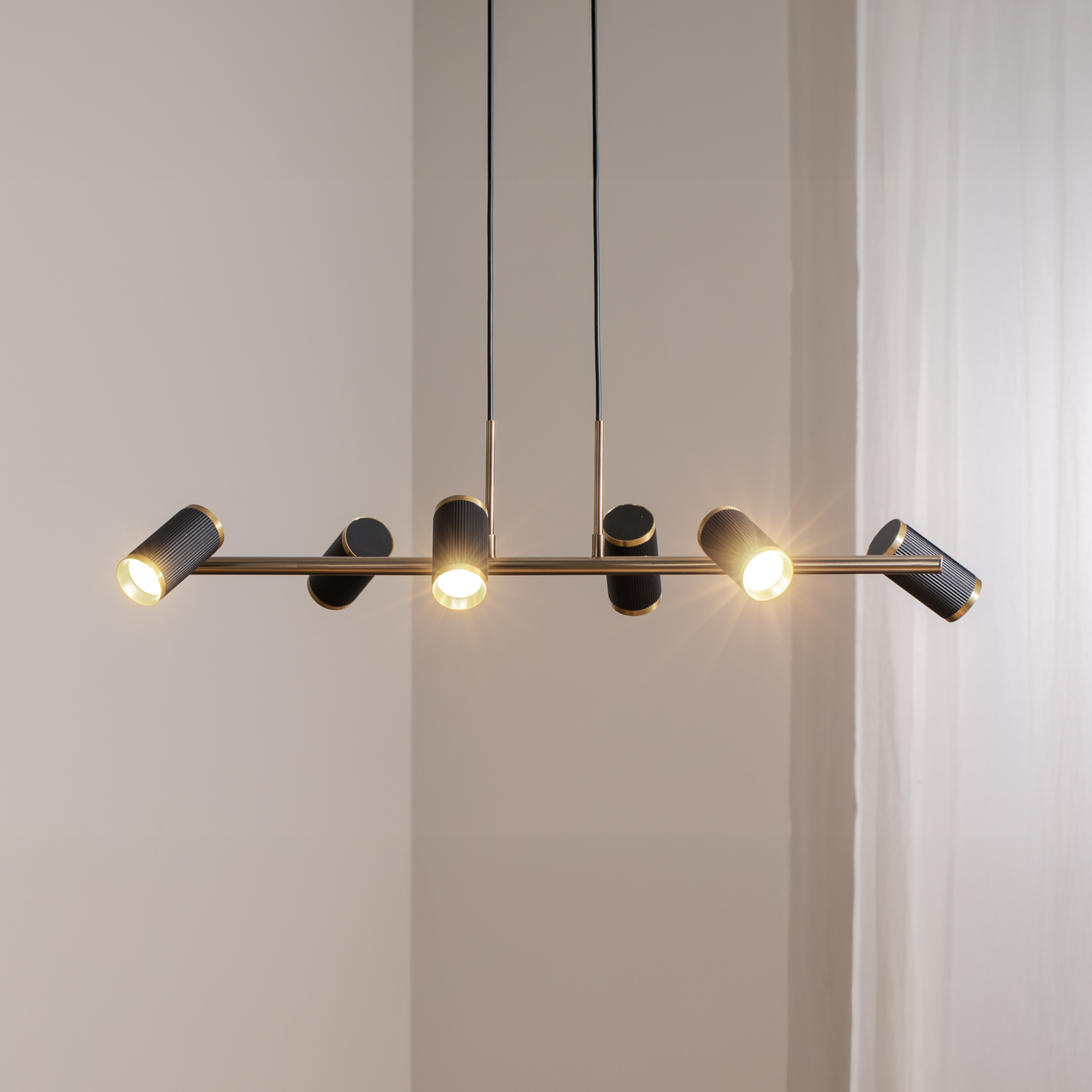 Hängelampe Lume schwarz/gold antik Länge 86 cm 6-flg. Metall