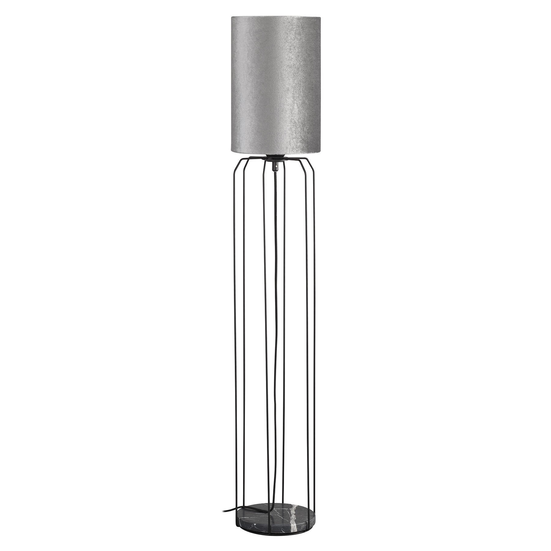 SCHÖNER WOHNEN Schöner Wohnen Grace floor lamp silver, for Living / Dining Room, velvet, metal, stone, E27, 40 W, energy efficiency: A++, H: 110 cm