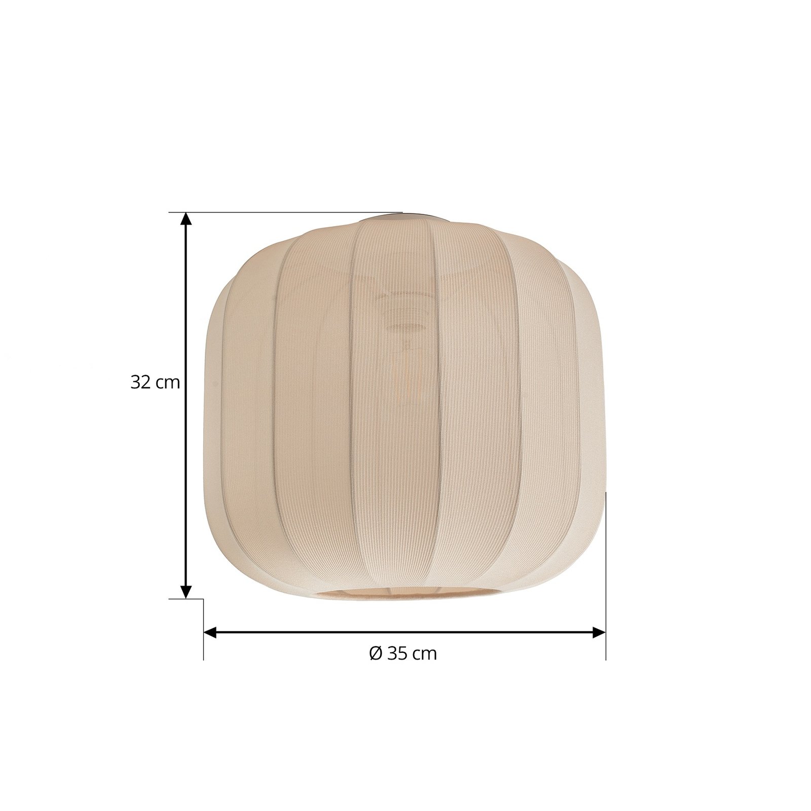 Lindby Helin plafondlamp, beige, stof, Ø 35 cm