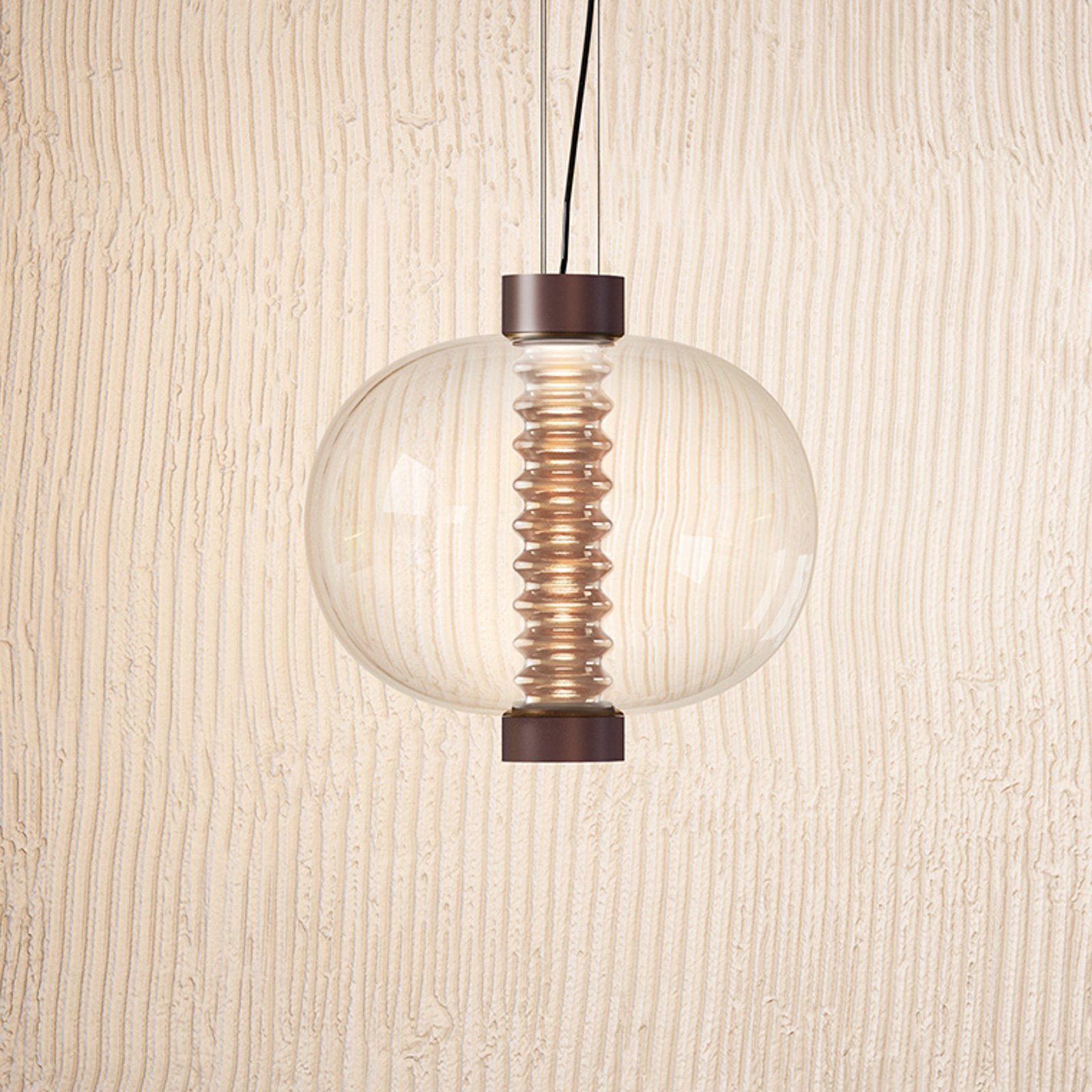 Kundalini Bolha LED hanglamp van glas, bruin