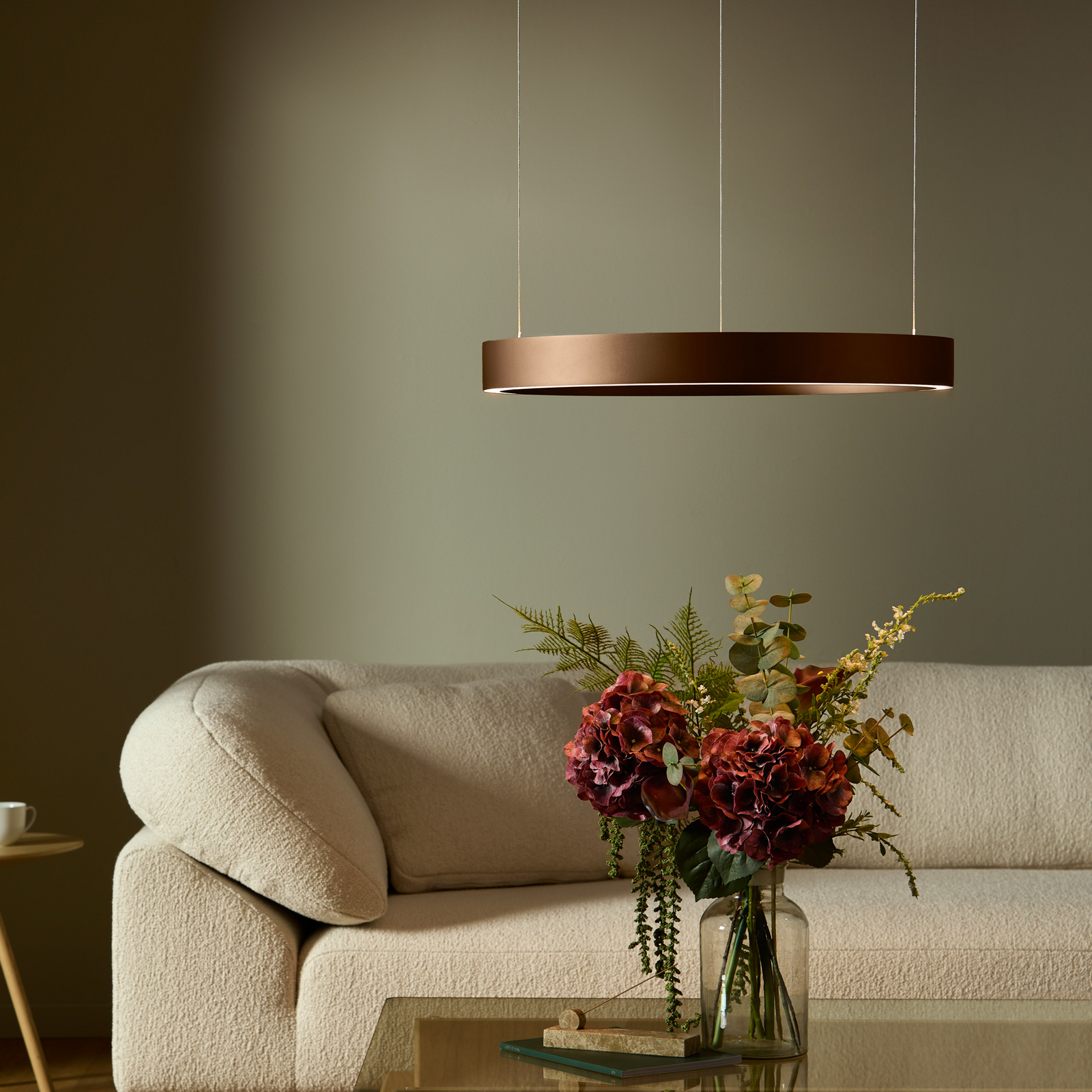 LOOM DESIGN LED závesné svietidlo Velora, karamelovo hnedá, Ø 60 cm,