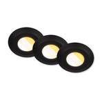 Klira LED recessed light, black, Ø 9cm, IP44, dimmable, 3 units