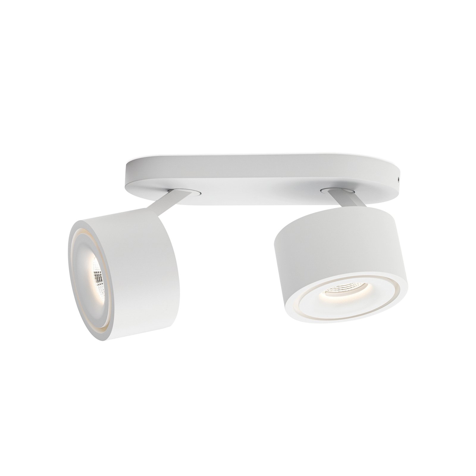 Specter LED downlight, white, length 19.4 cm, aluminium, 2-bulb.