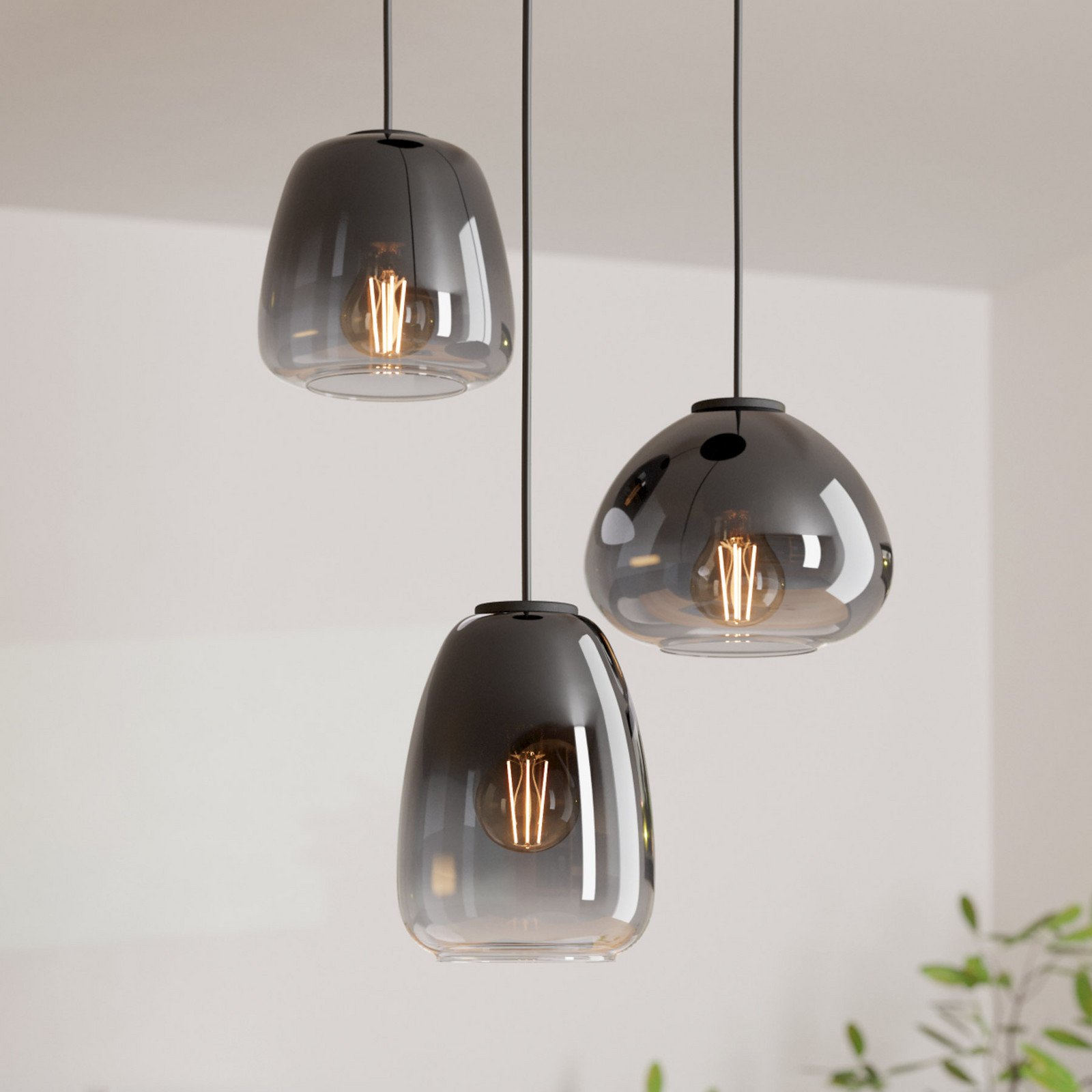 EGLO Suspensie Aguilares sticlă fumurie rondel cu 3 lumini - Camera de zi / sufragerie - modern - gri fumuriu-transparent negru