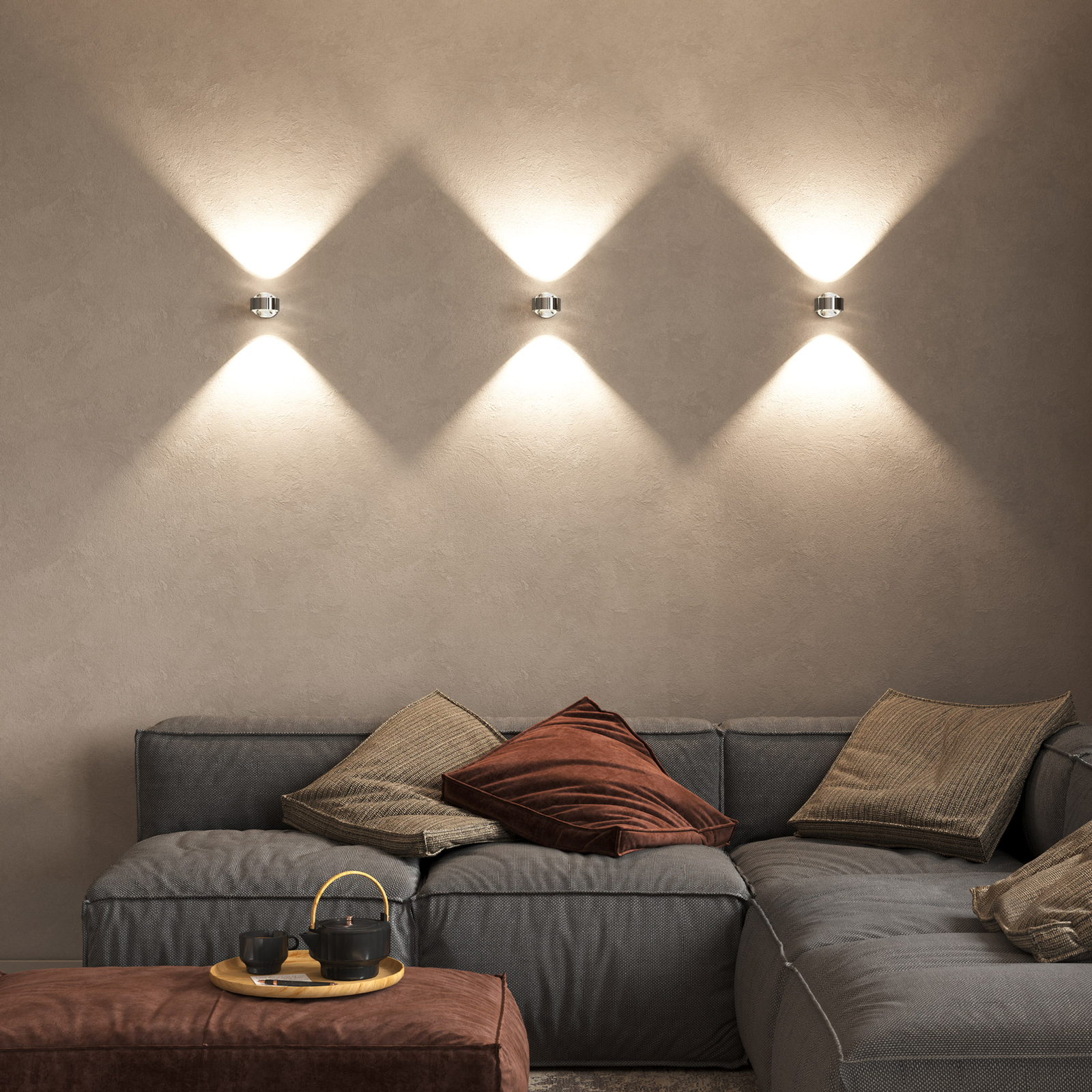Puk Mini Wall LED 2x8W Lenti chiare, cromo