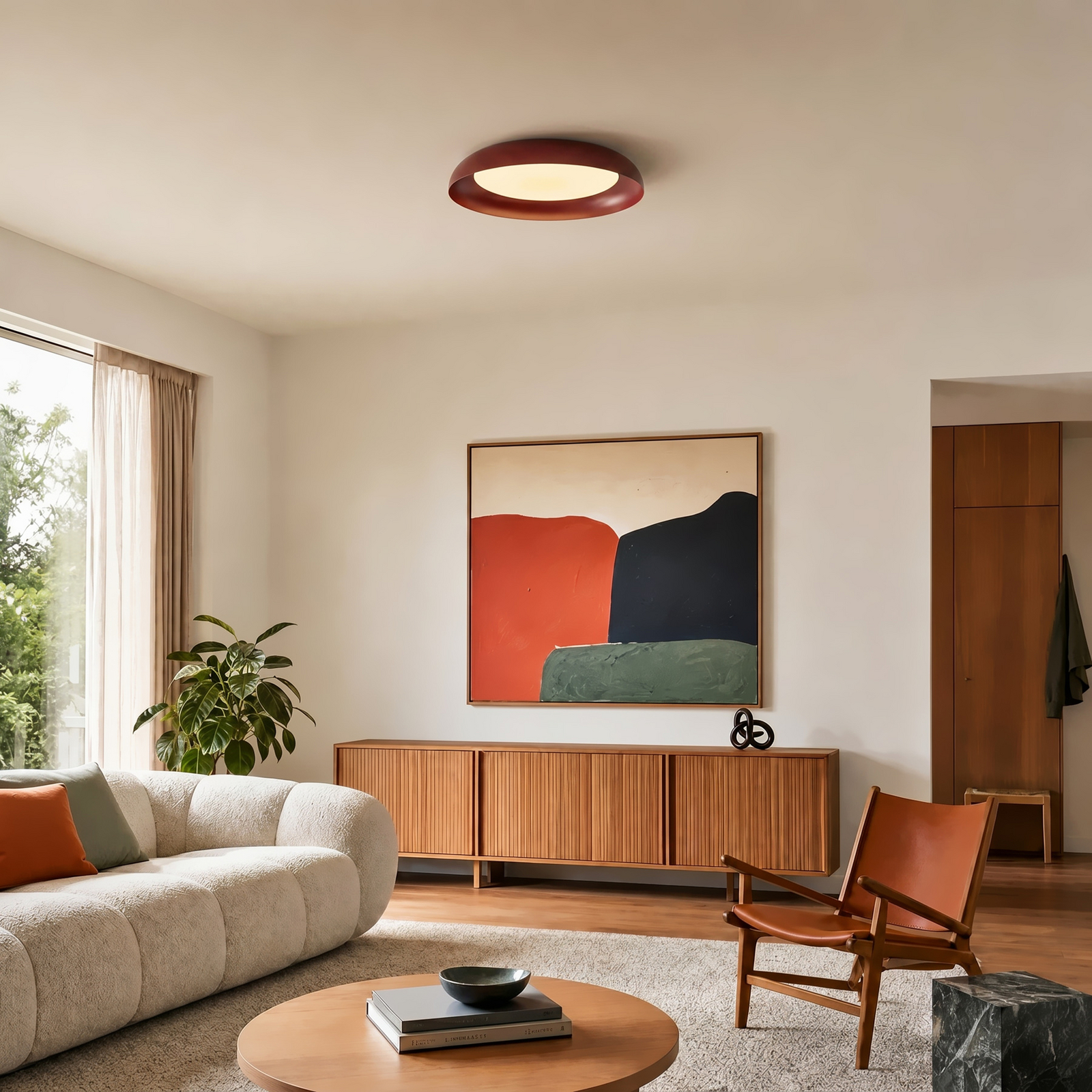 Florie LED-Deckenleuchte, rot, Metall, Ø 40 cm - Lindby