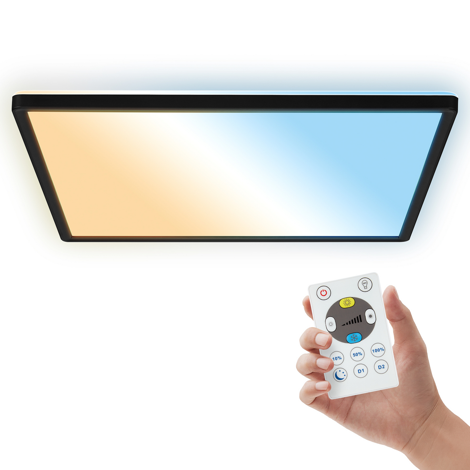 LED paneel Shallow Remote CCT, 42 x 42 cm, zwart, achtergrondverlichting
