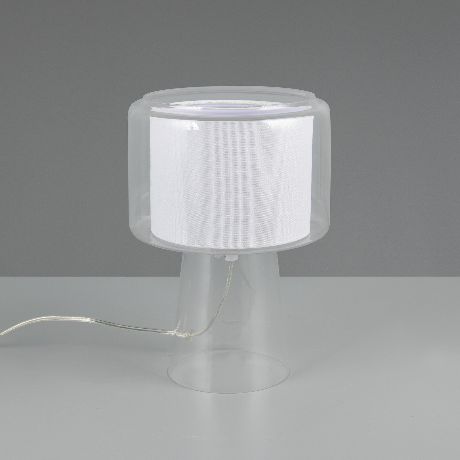 Trio Lighting Lampa de masă Rocka transparentă înălțime 29 cm sticlă/țesătură - Camera de zi / sufragerie - clar alb