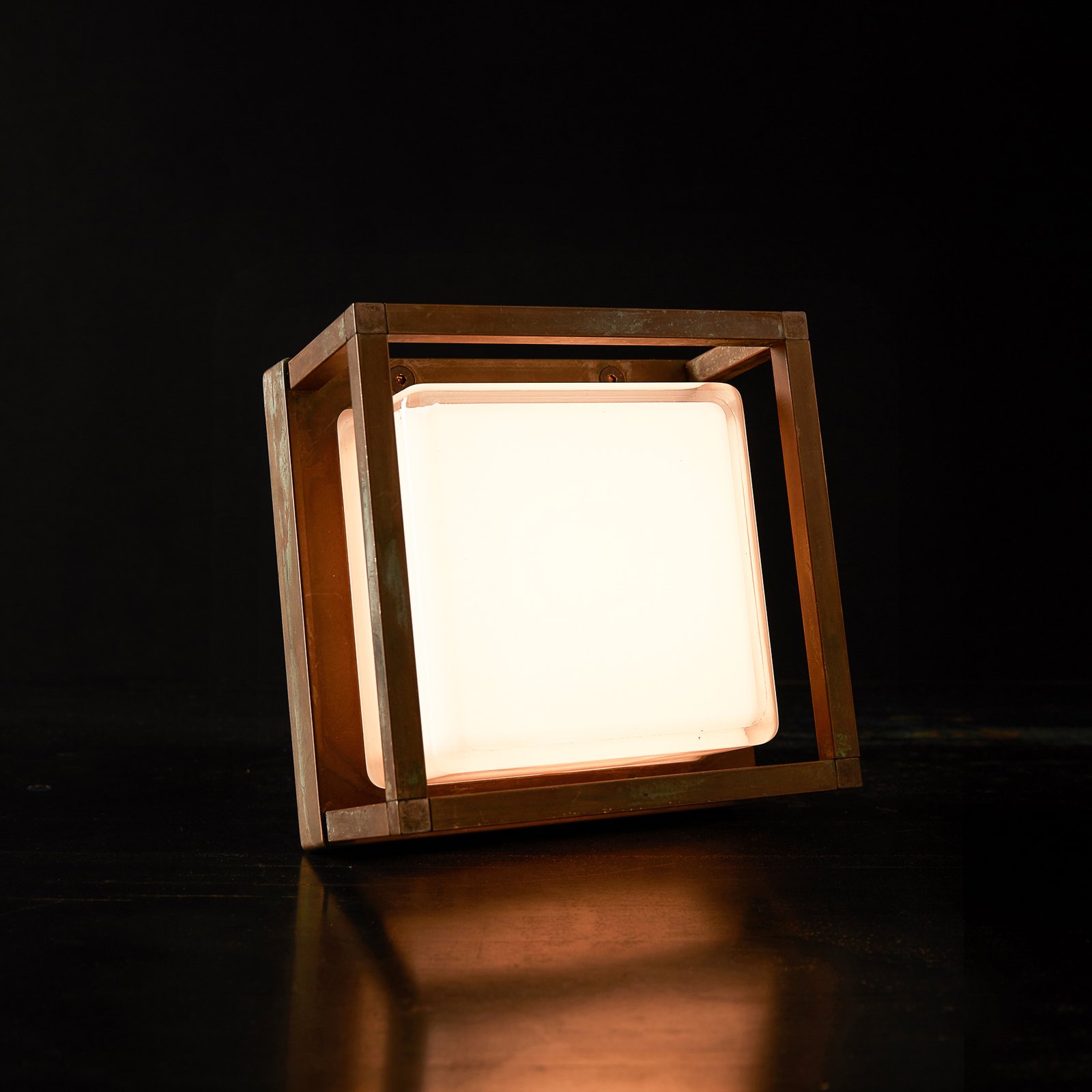 LED buitenwandlamp Ice Cubic 3404, messing antiek