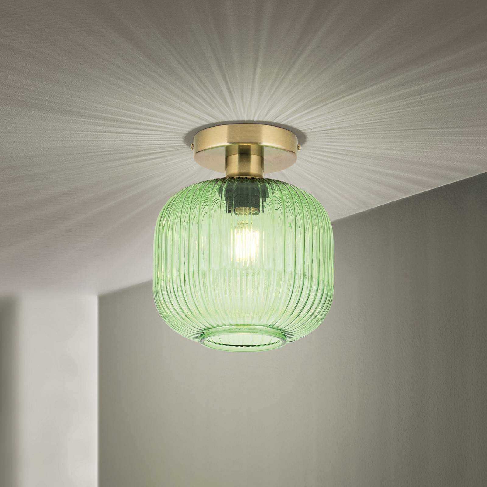 Lampa sufitowa Carneval, zielona, Ø 20 cm, szkło, E27