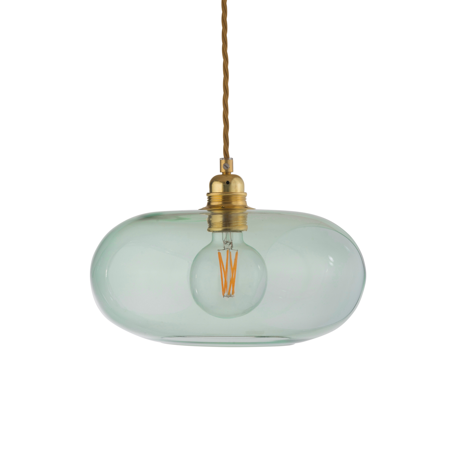 EBB & FLOW pendellampa Horizon, grön, glas, Ø 29 cm